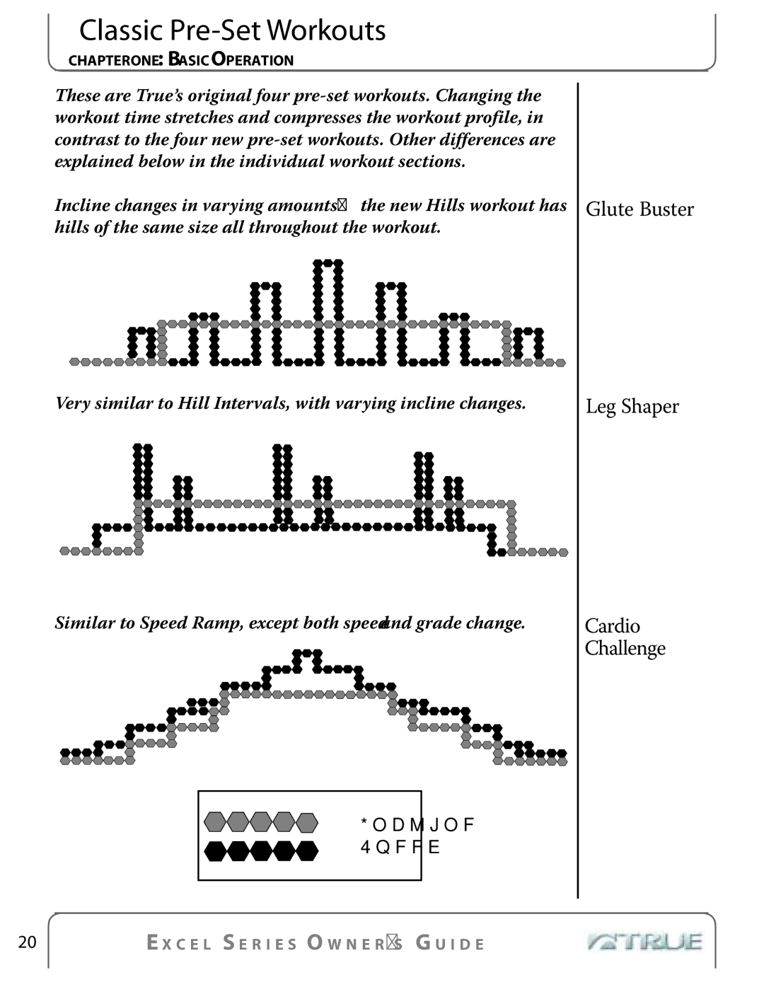 True Fitness Excel Series manual Classic Pre-Set Workouts, Glute Buster, Leg Shaper 