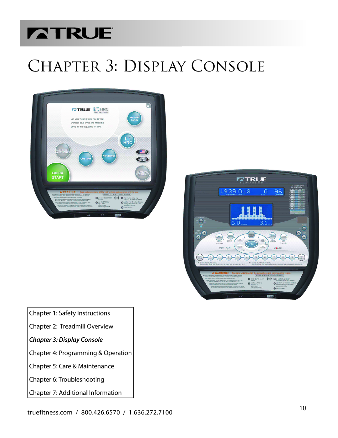 True Fitness LC1100 manual Display Console 