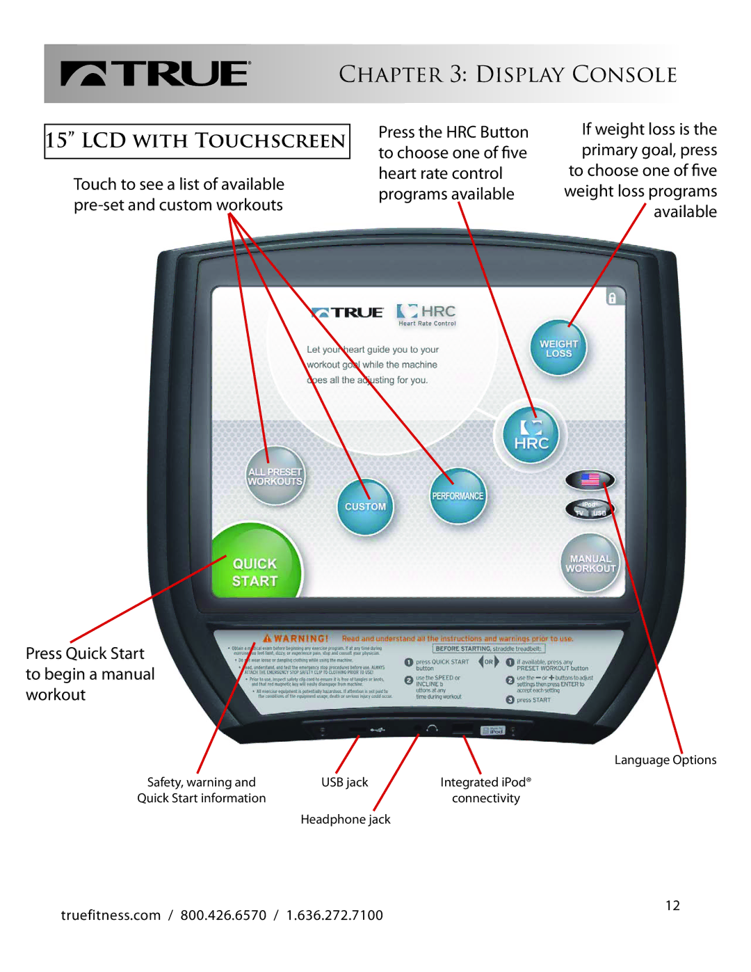 True Fitness LC1100 manual LCD with Touchscreen 