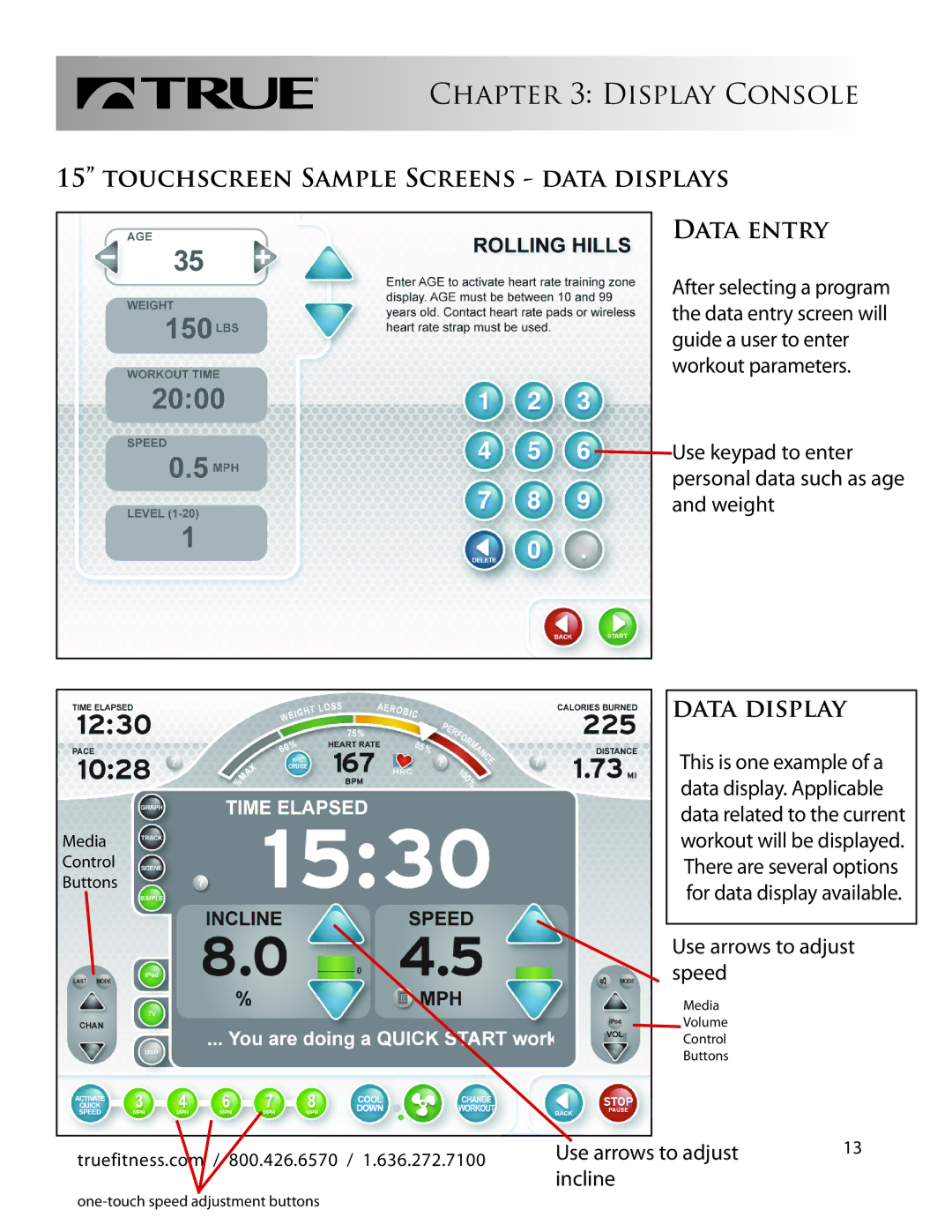 True Fitness LC1100 manual Data Entry 