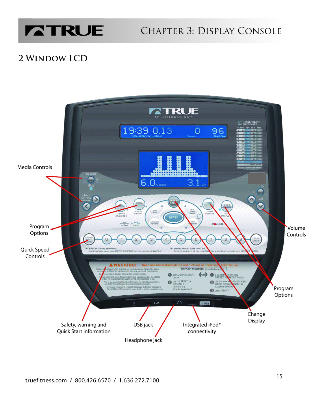 True Fitness LC1100 manual Window LCD 