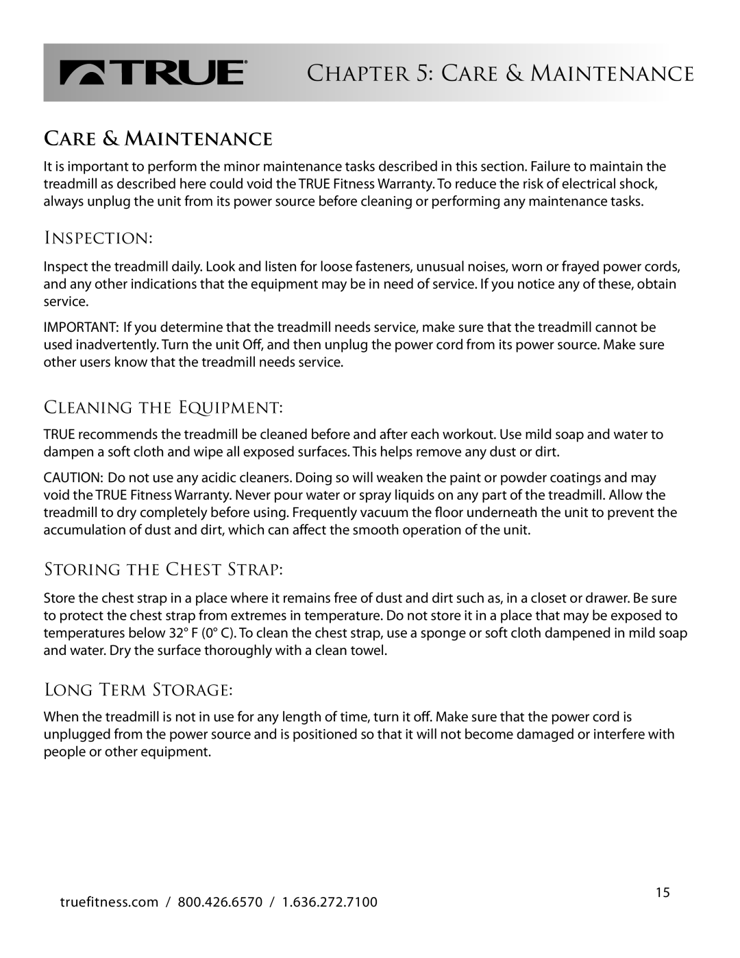 True Fitness PS100 manual Care & Maintenance 