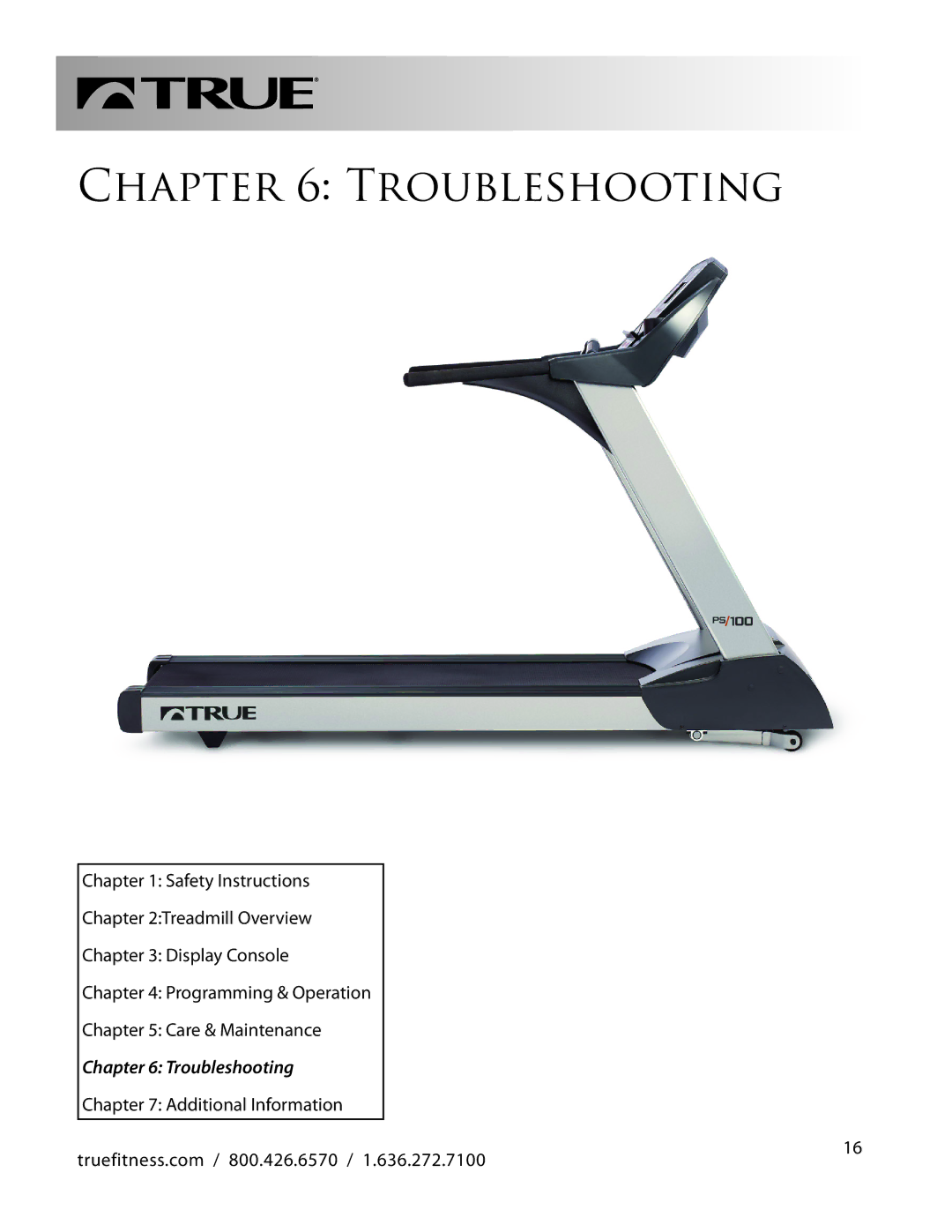 True Fitness PS100 manual Troubleshooting 