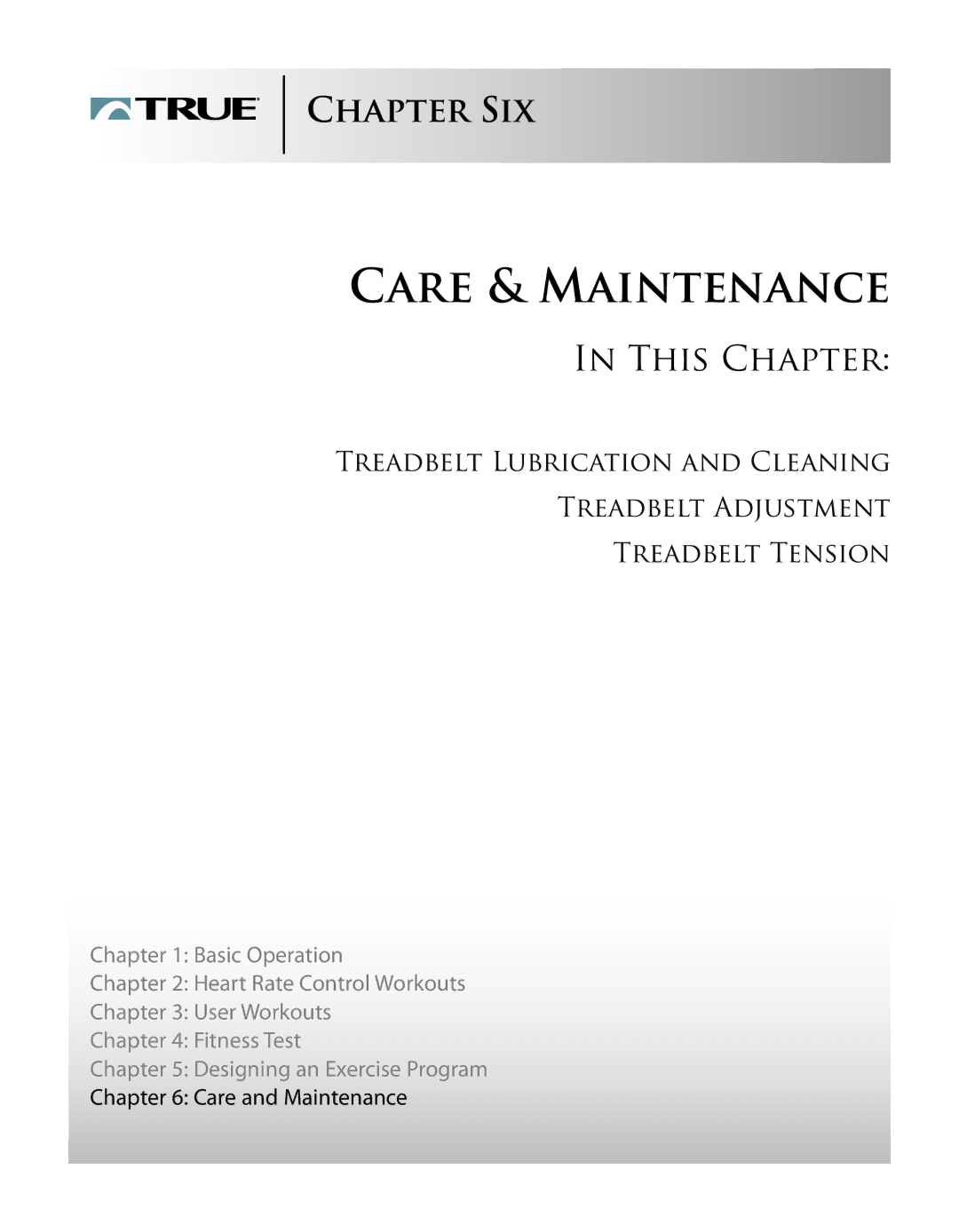 True Fitness PS1100 manual Care & Maintenance 