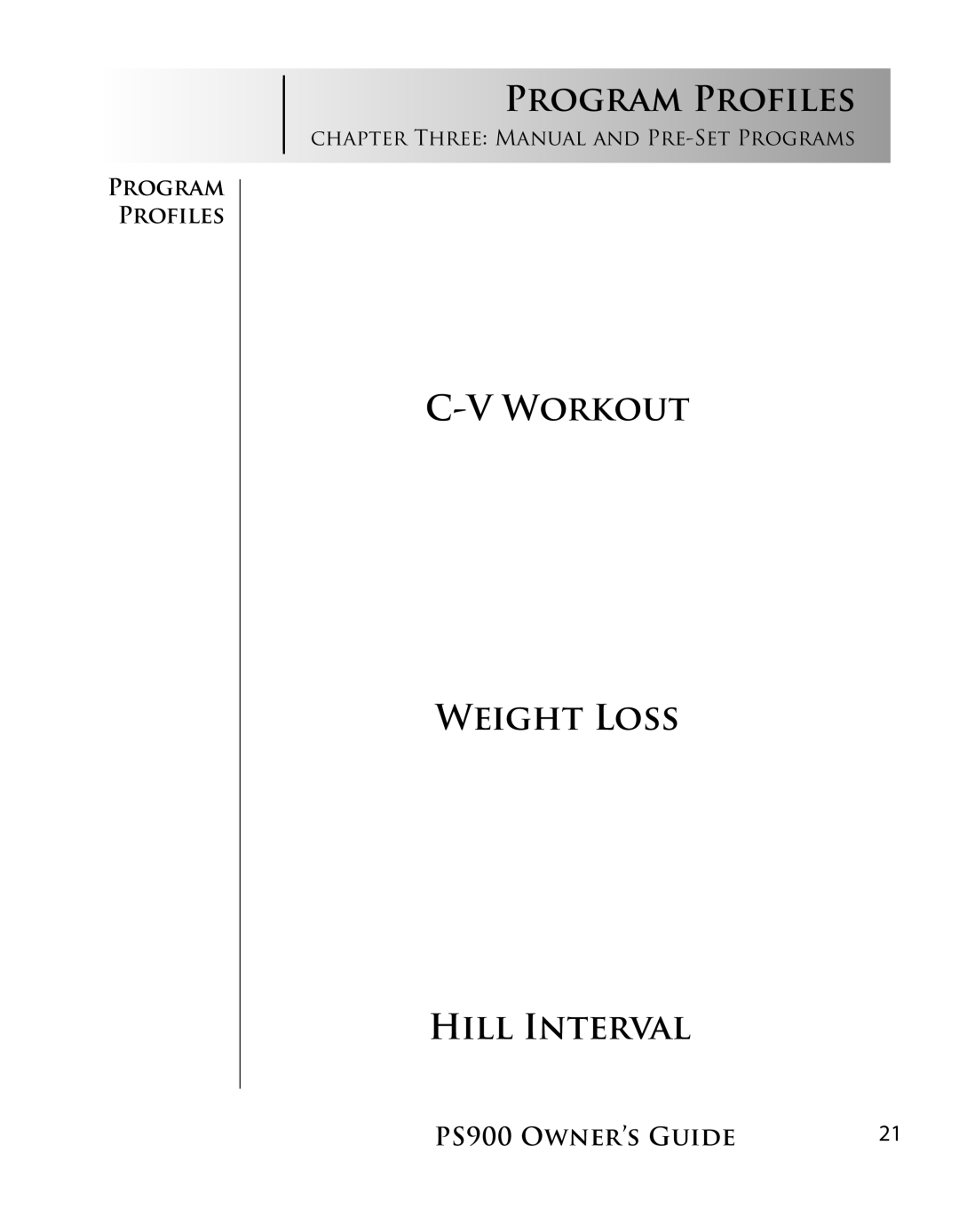 True Fitness PS900 manual Program Profiles 