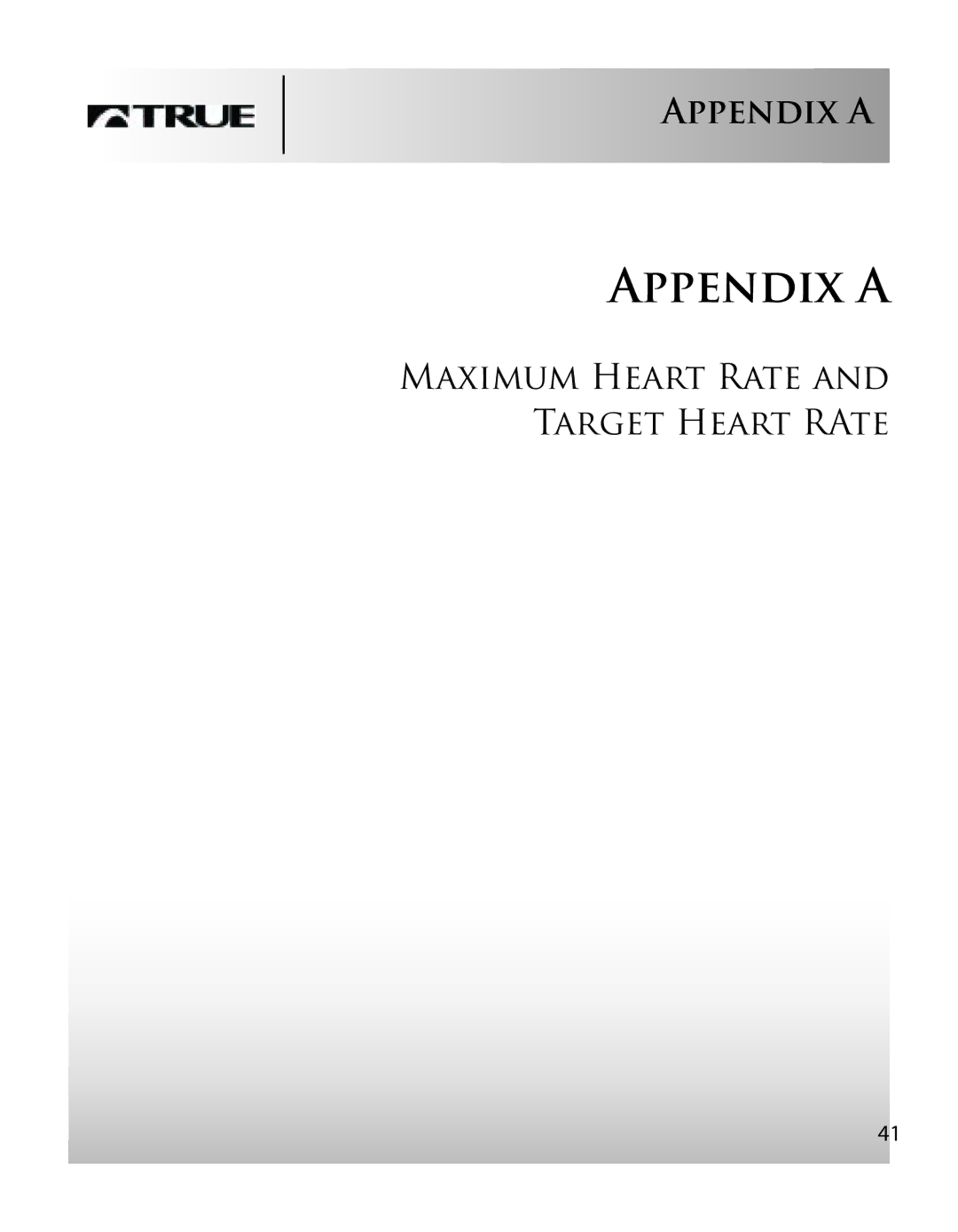 True Fitness PS900 manual Appendix a 