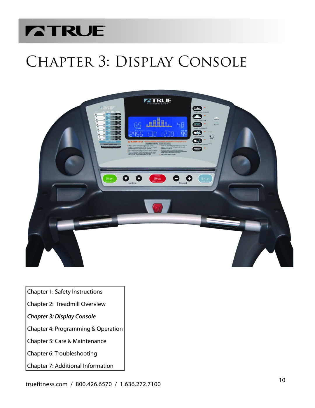 True Fitness PS900 manual Display Console 