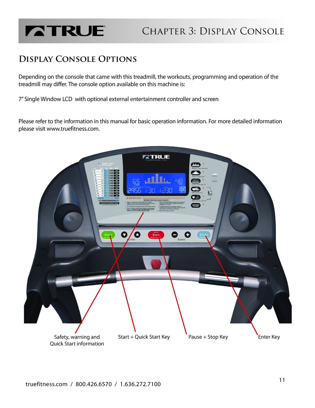 True Fitness PS900 manual Display Console Options 