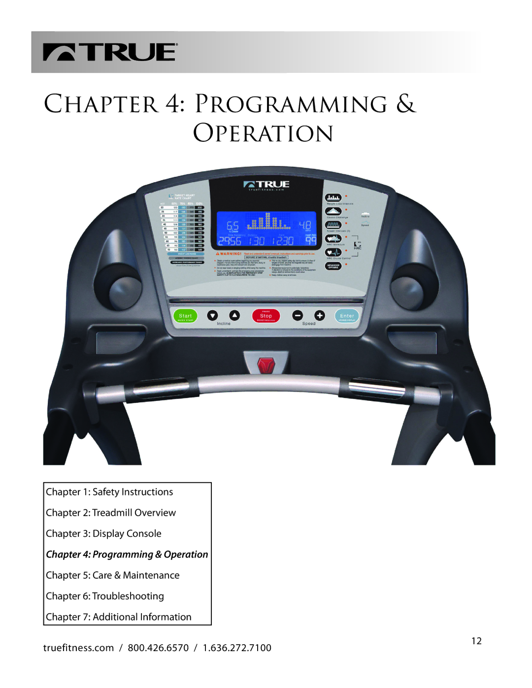 True Fitness PS900 manual Programming & Operation 