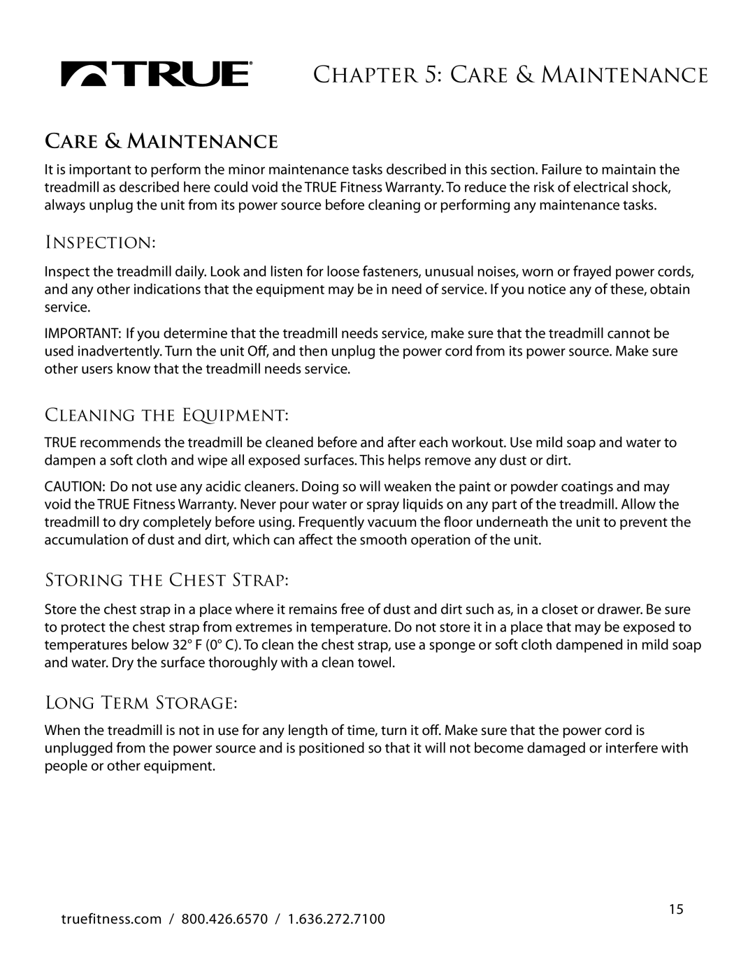 True Fitness PS900 manual Care & Maintenance 