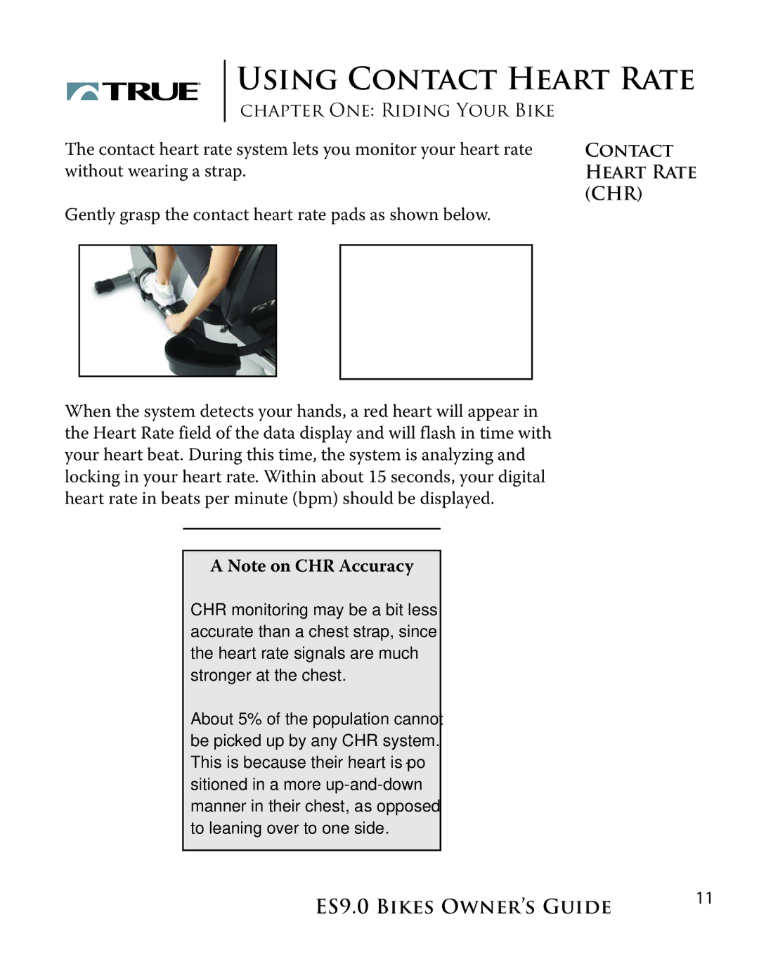 True Manufacturing Company ES9.0 manual Using Contact Heart Rate 