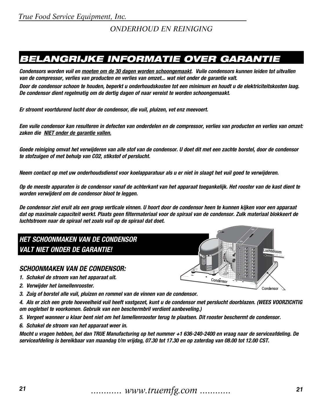 True Manufacturing Company GDM-69, GDM-23, GDM-49 manual Belangrijke Informatie Over Garantie 