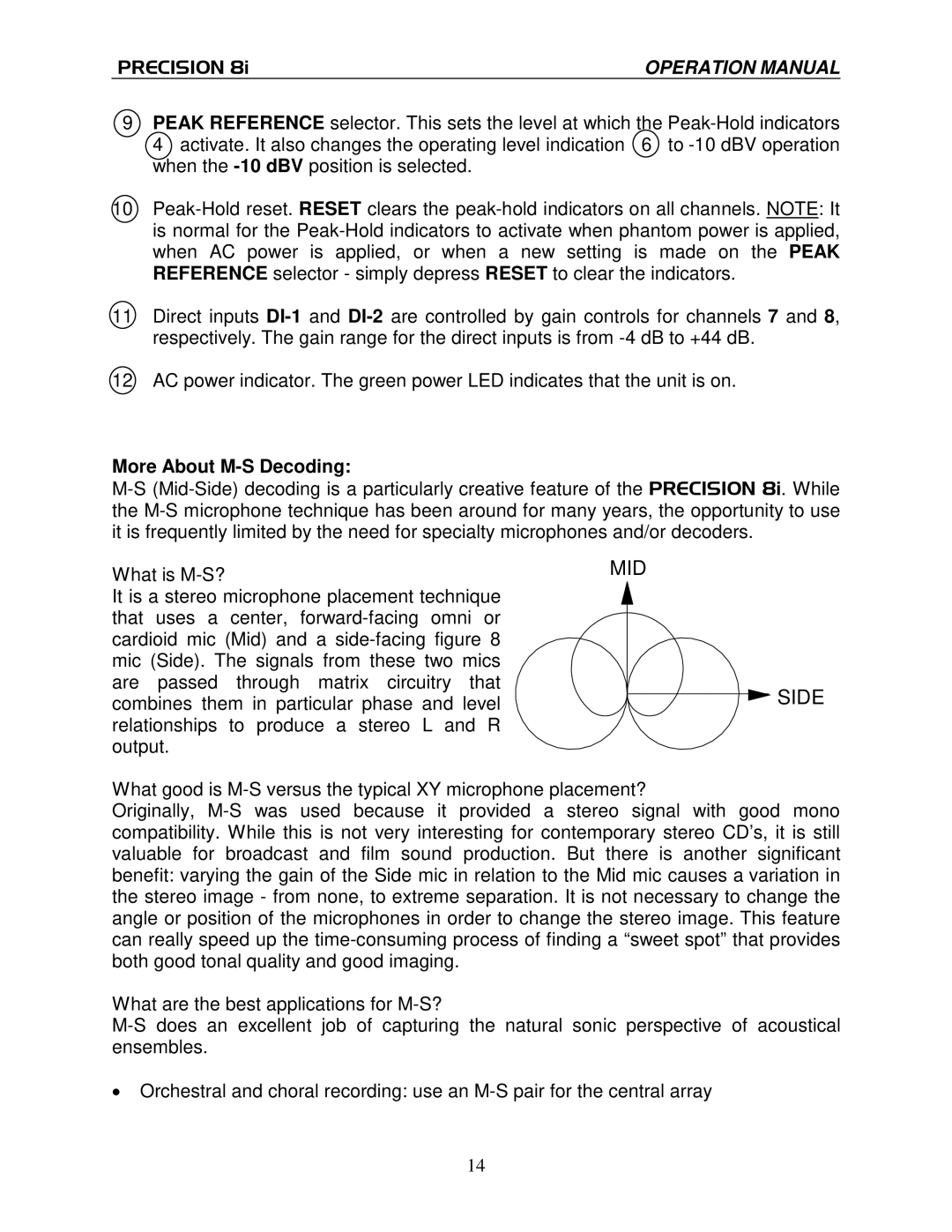 True Manufacturing Company PRECISION 8i operation manual More About M-S Decoding 