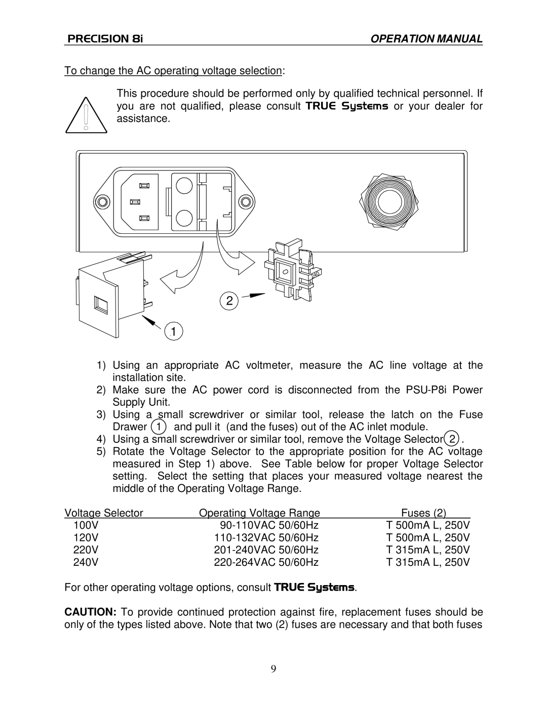 True Manufacturing Company PRECISION 8i operation manual Precision 