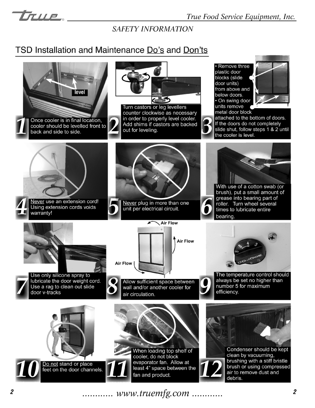 True Manufacturing Company T-35 installation manual Safety Information 