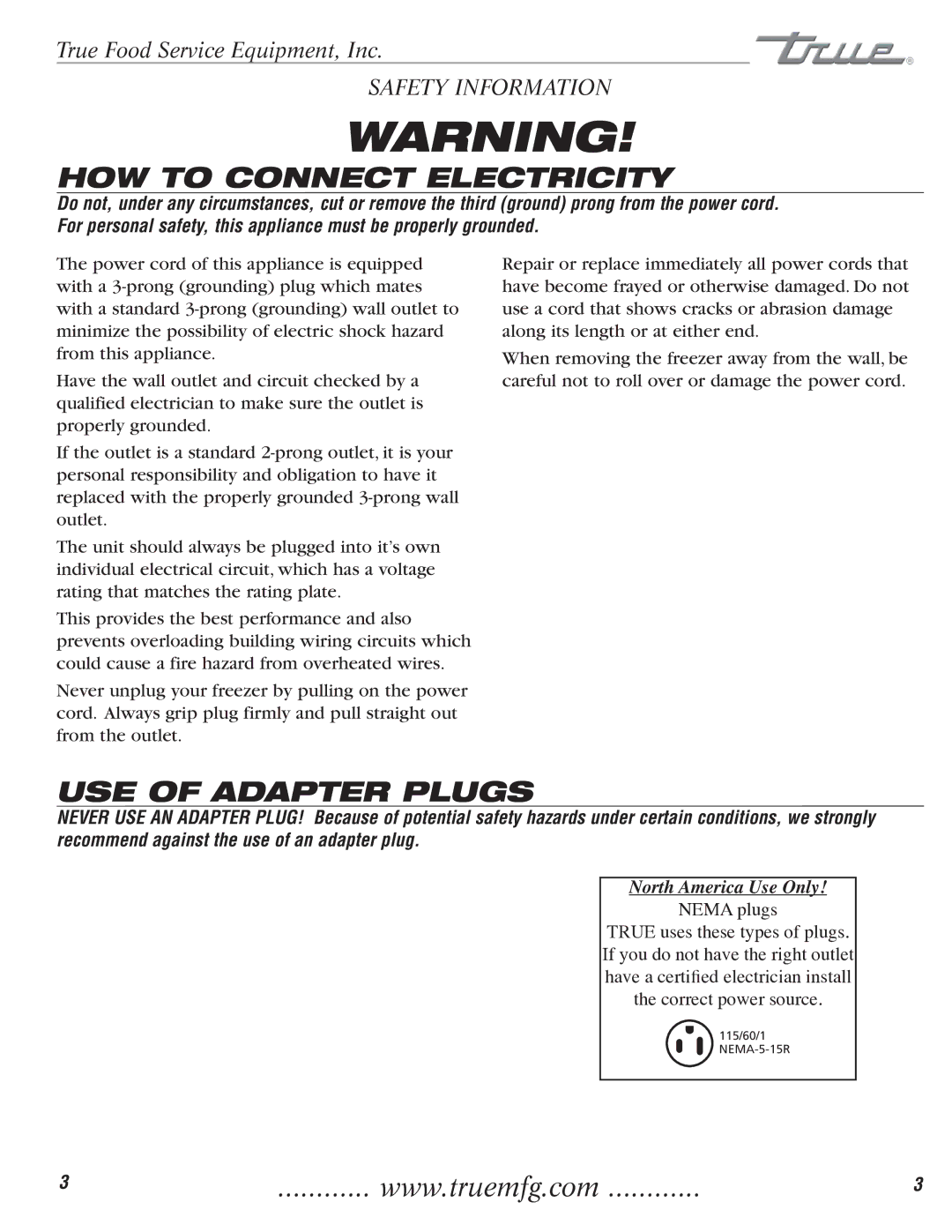 True Manufacturing Company TFM-29FL, TFM-41FL, 922341 installation manual HOW to Connect Electricity 