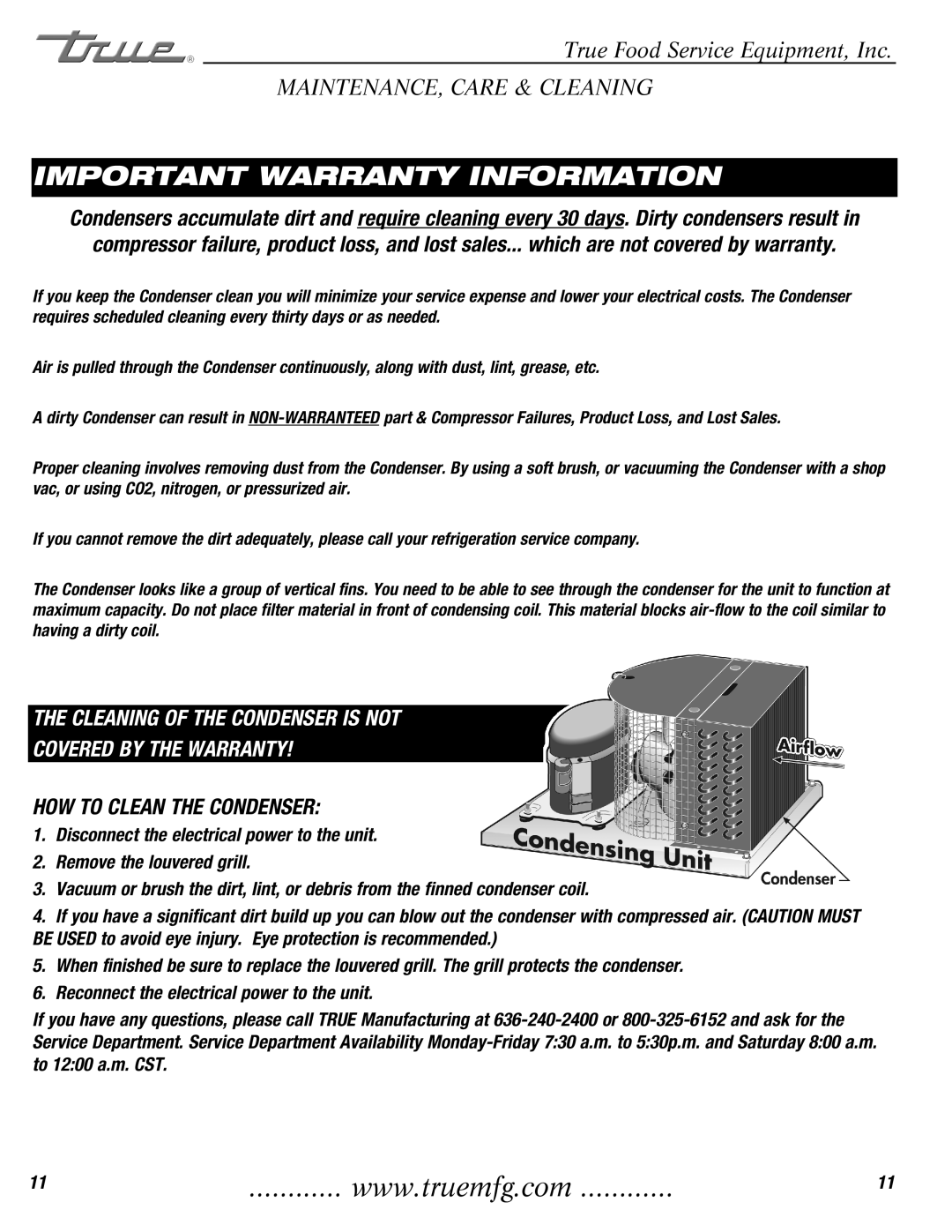 True Manufacturing Company TFP-32-12M-D-2 installation manual Important Warranty Information 