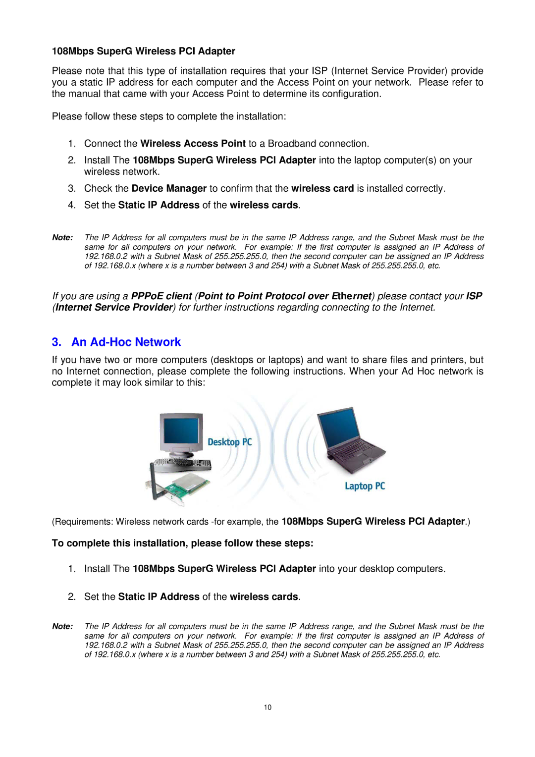 Trust Computer Products 802.11g manual Set the Static IP Address of the wireless cards 