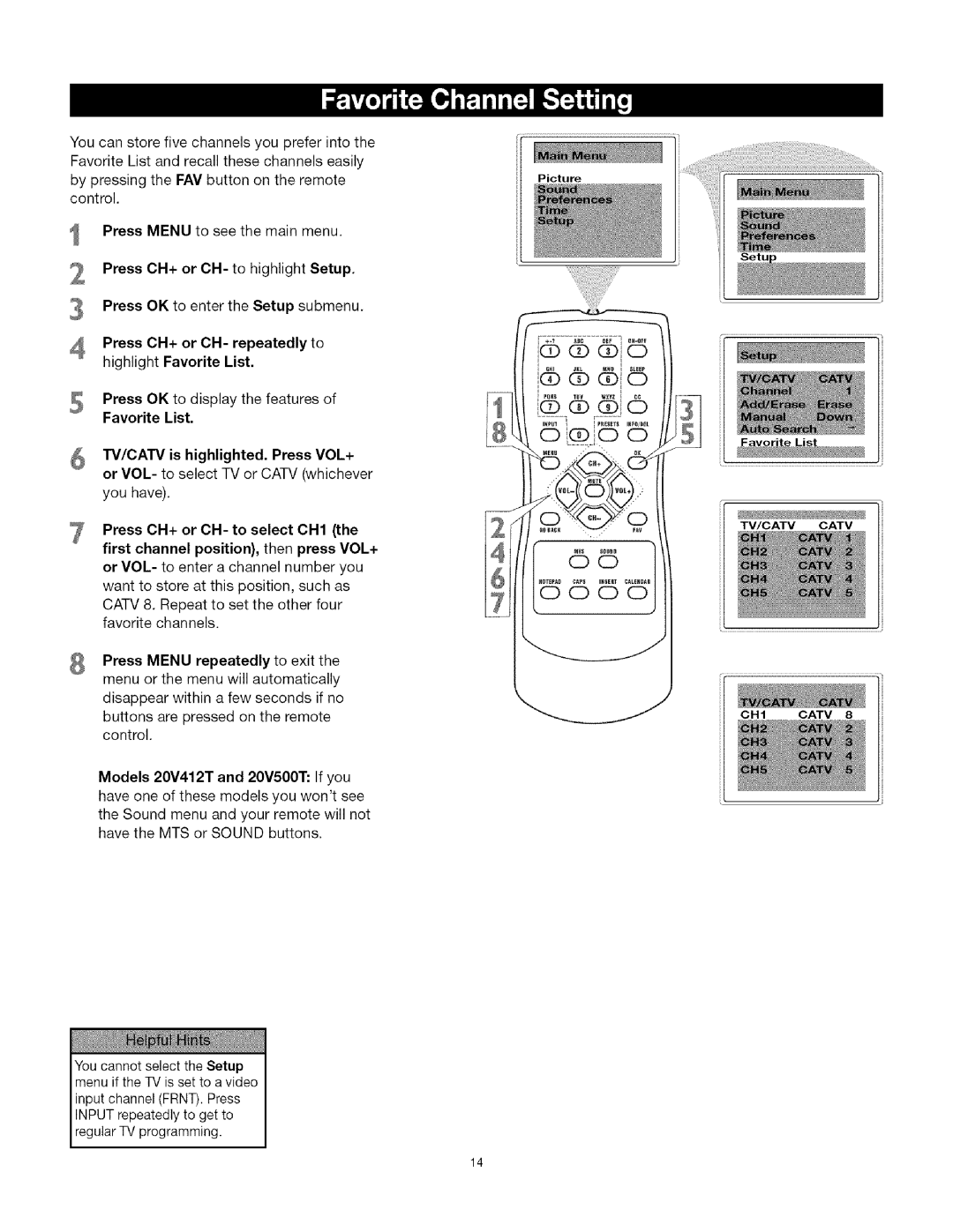 TTE Technology CRT Television manual Favorite List 