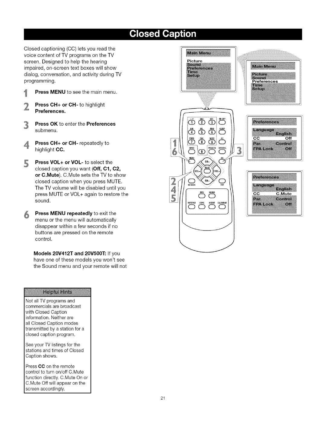 TTE Technology CRT Television manual Submenu 