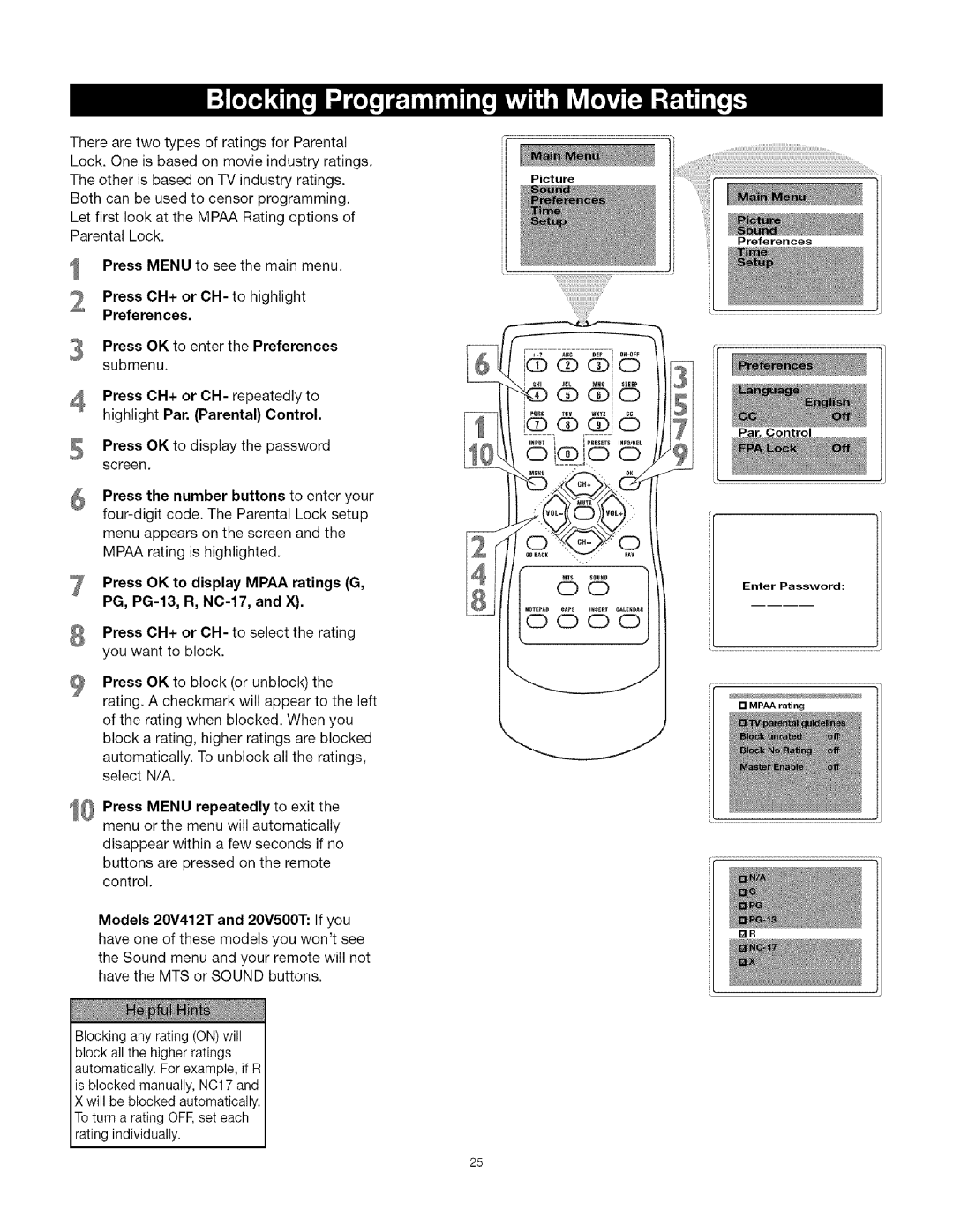 TTE Technology CRT Television manual Press OK to display the password screen 