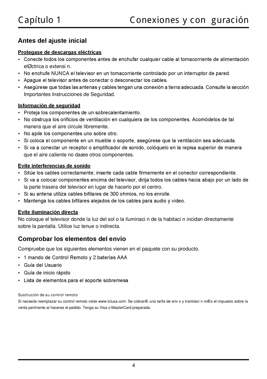 TTE Technology LE32HDF3010STA, LE32HDF3010TA manual Capítulo, Antes del ajuste inicial, Comprobar los elementos del envío 