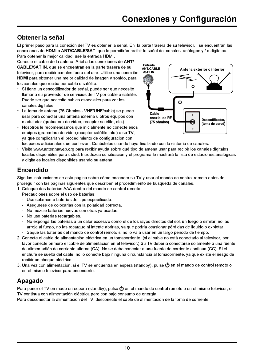 TTE Technology LE32HDF3010TA, LE32HDF3010STA manual Obtener la señal, Encendido, Apagado 