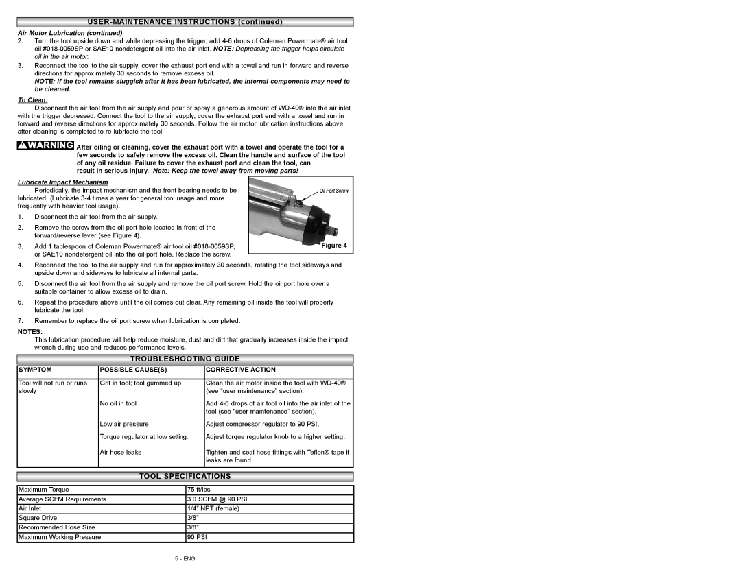 Tunturi 024-0108CT warranty Troubleshootingg Guideguide, Tool Specifications Tions, To Clean 