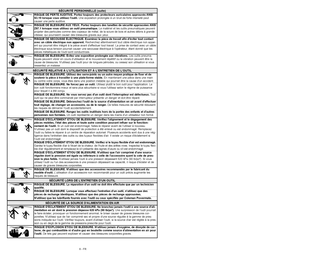 Tunturi 024-0108CT Sécurité Relative À Lutilisation ET À Lentretien DE Loutil, Sécurité Lors DE Lentretien DUN Outil 