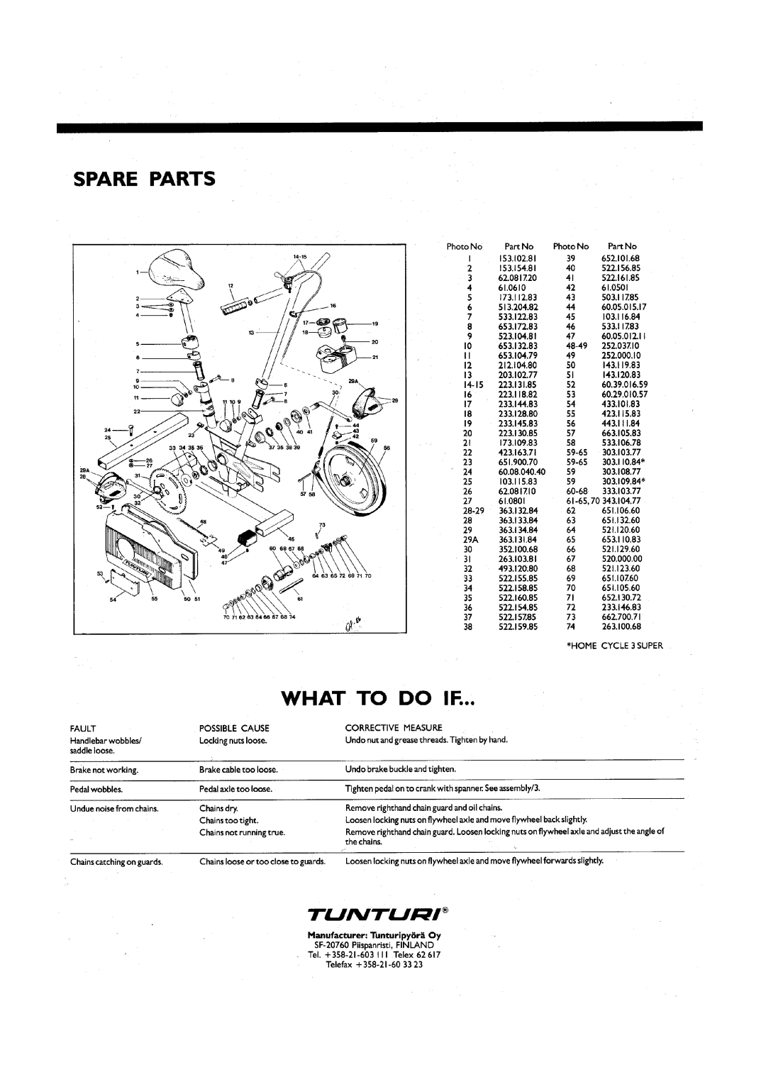 Tunturi Home Cycle 3, 3 Super manual 