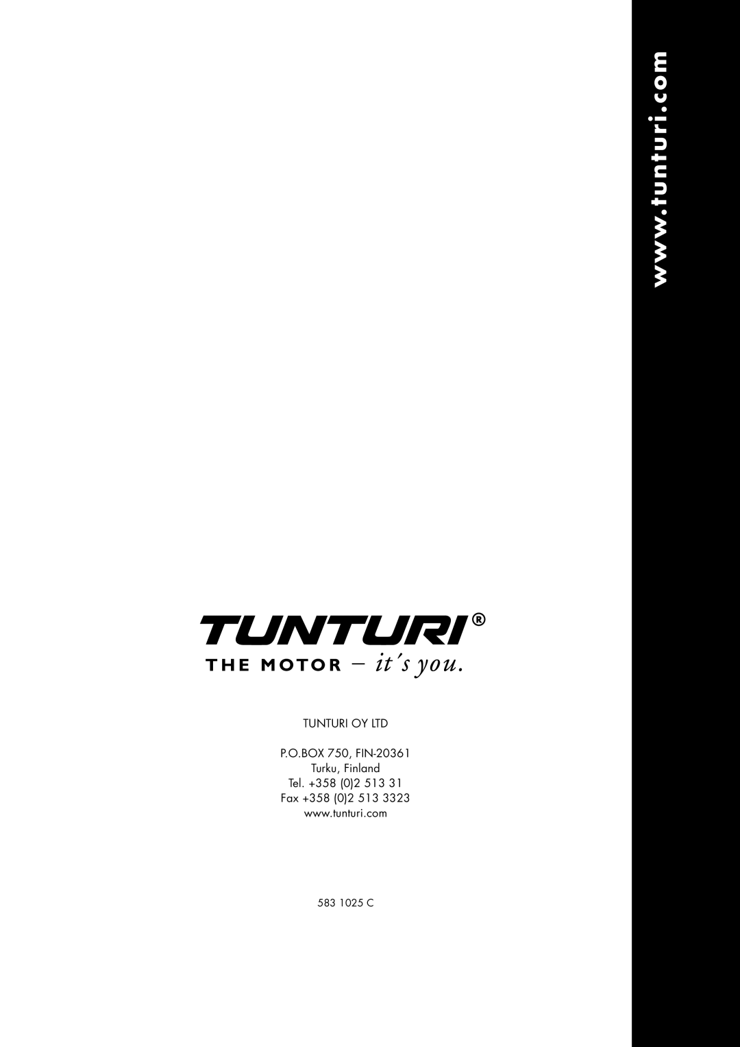 Tunturi ALPHA 15O owner manual 583 1025 C 