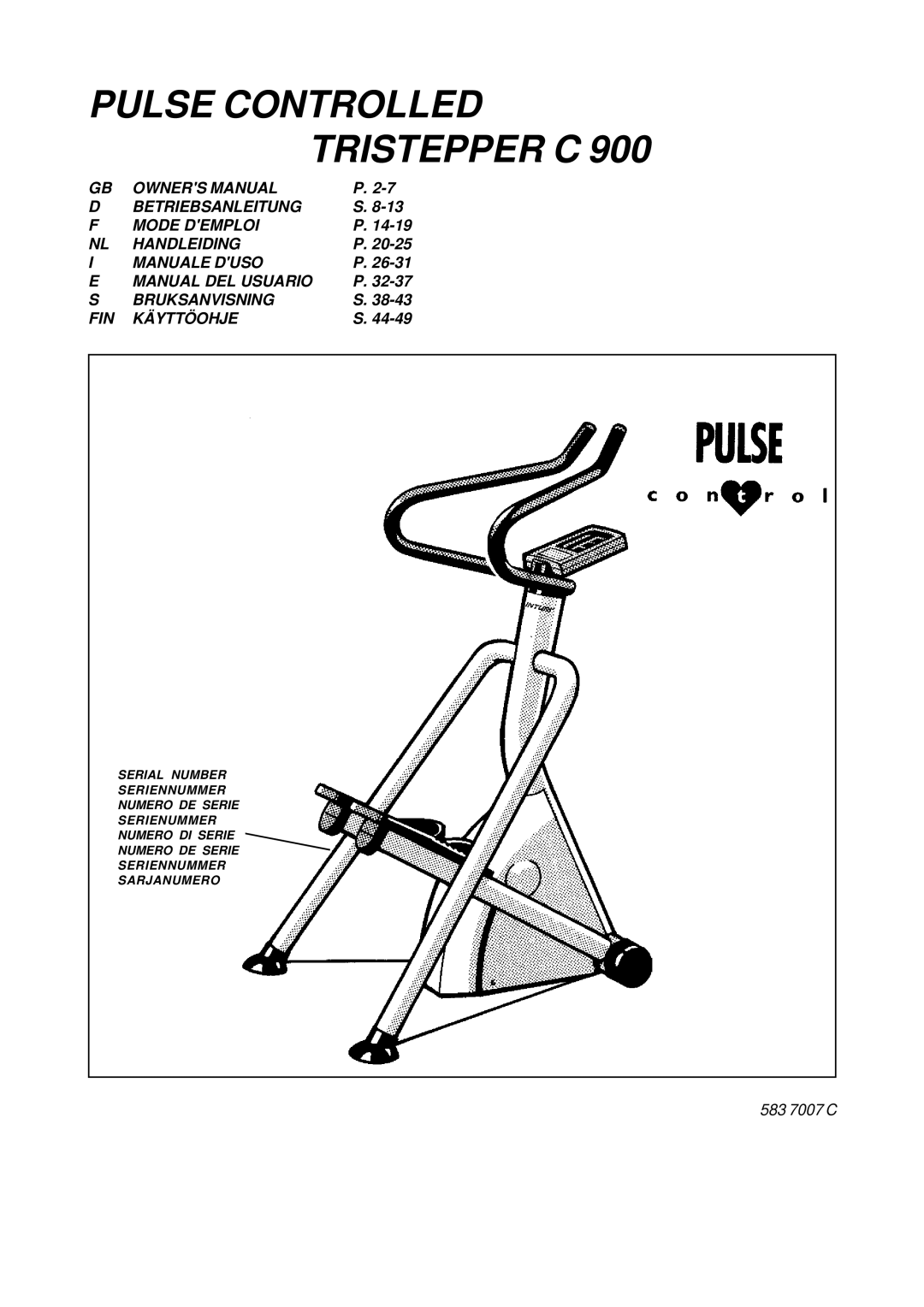 Tunturi C 900 owner manual Pulse Controlled Tristepper C 