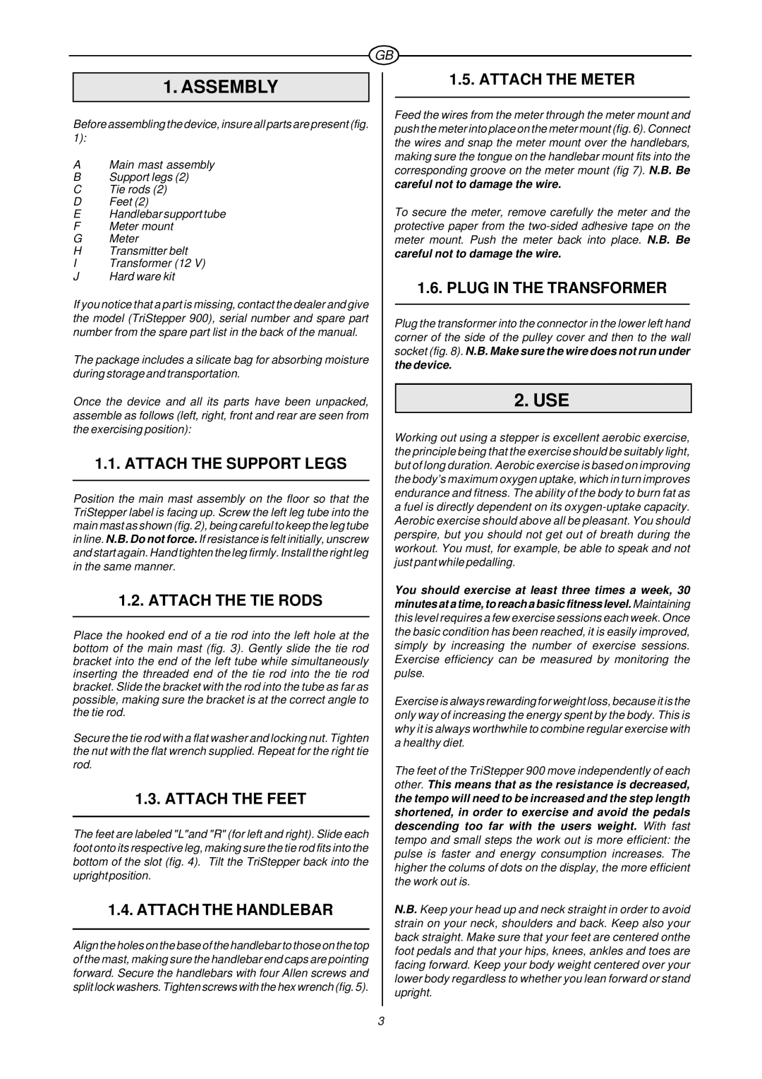 Tunturi C 900 owner manual Assembly 