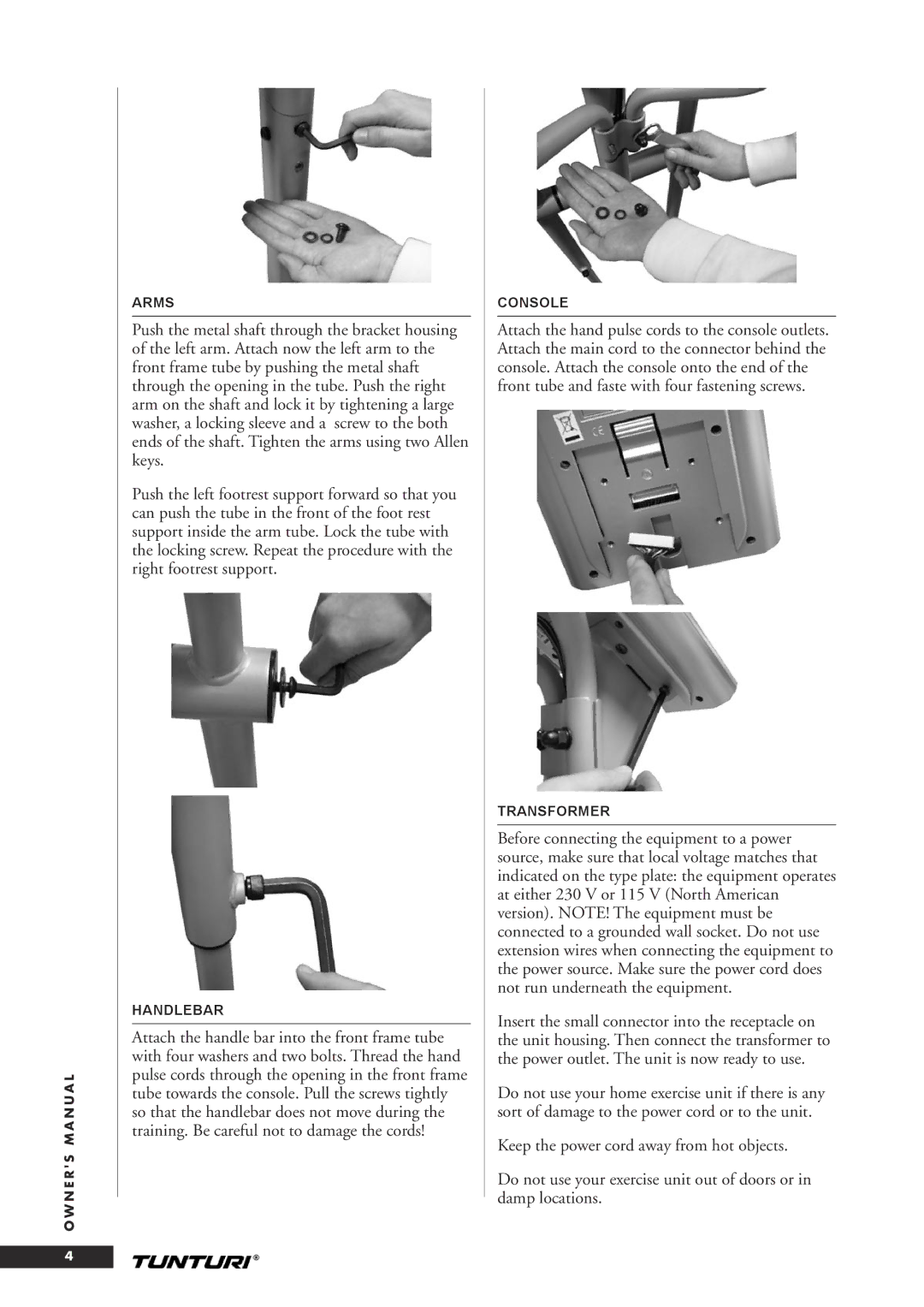 Tunturi C20 owner manual Arms 