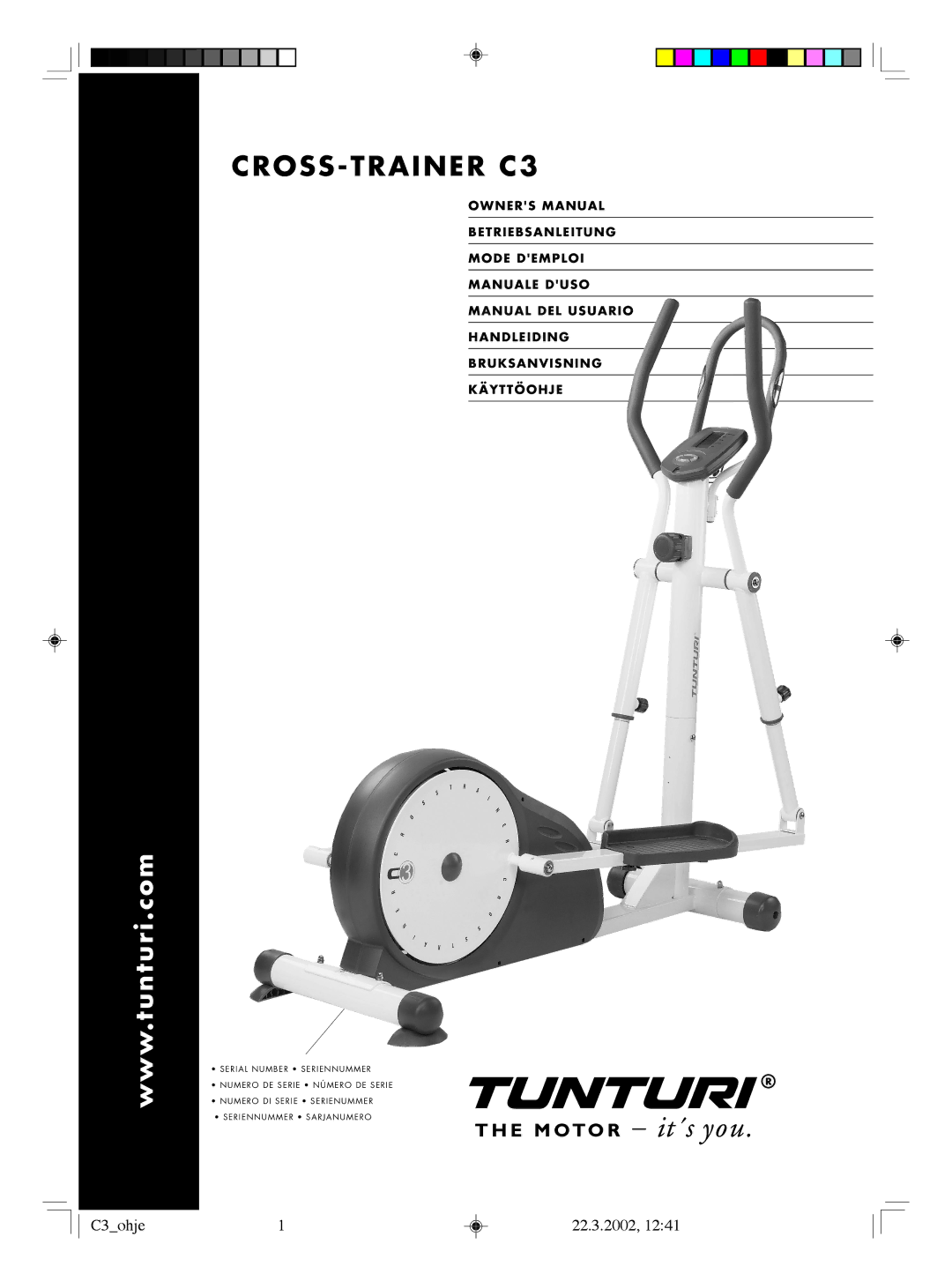 Tunturi owner manual CROSS-TRAINER C3, C3ohje1 22.3.2002 