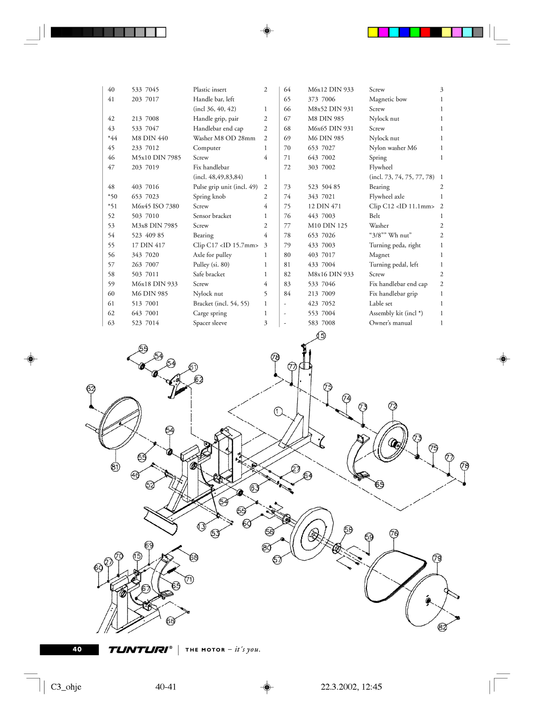 Tunturi owner manual C3ohje40-41 22.3.2002 