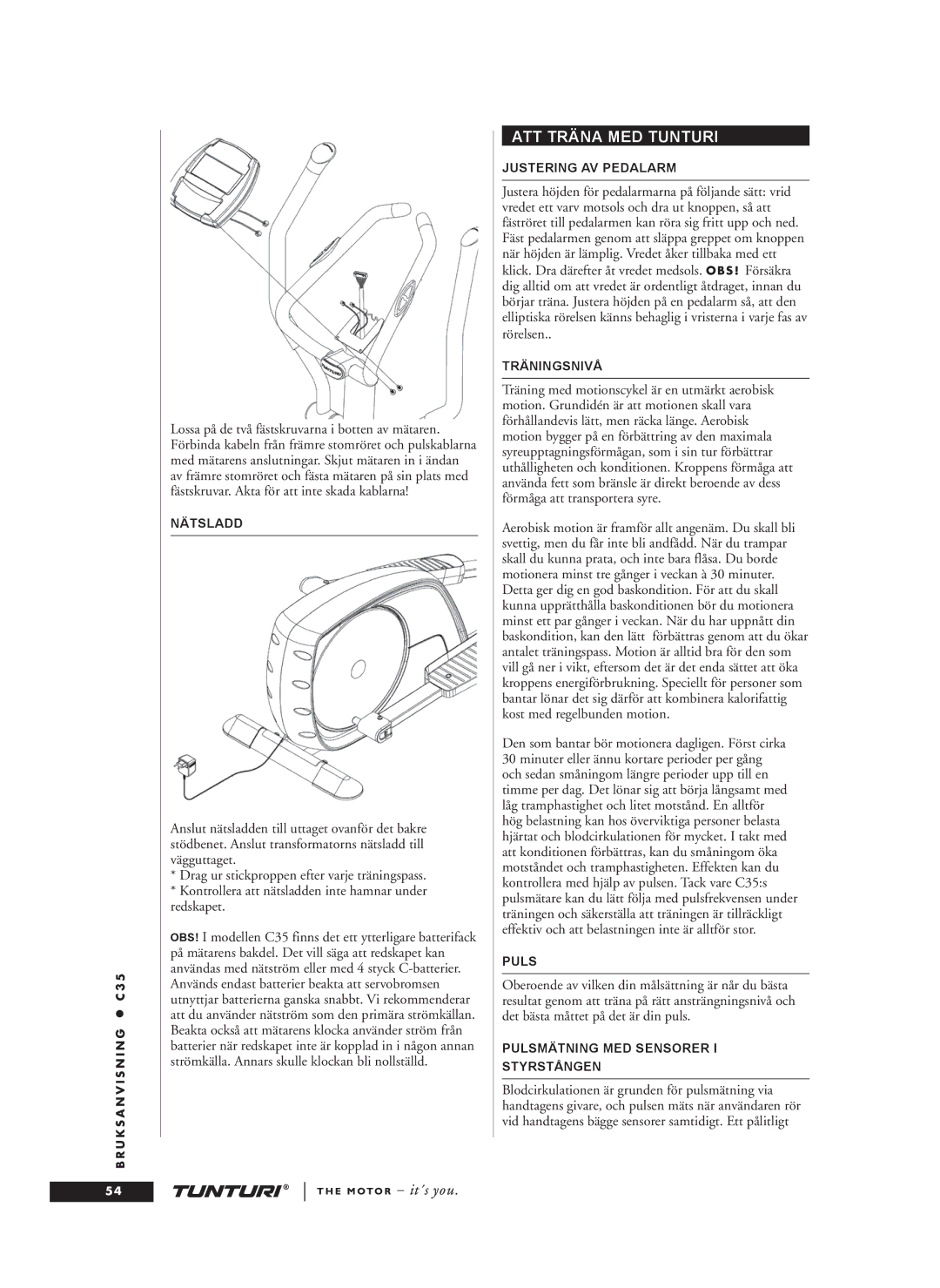 Tunturi C35 owner manual ATT Träna MED Tunturi 