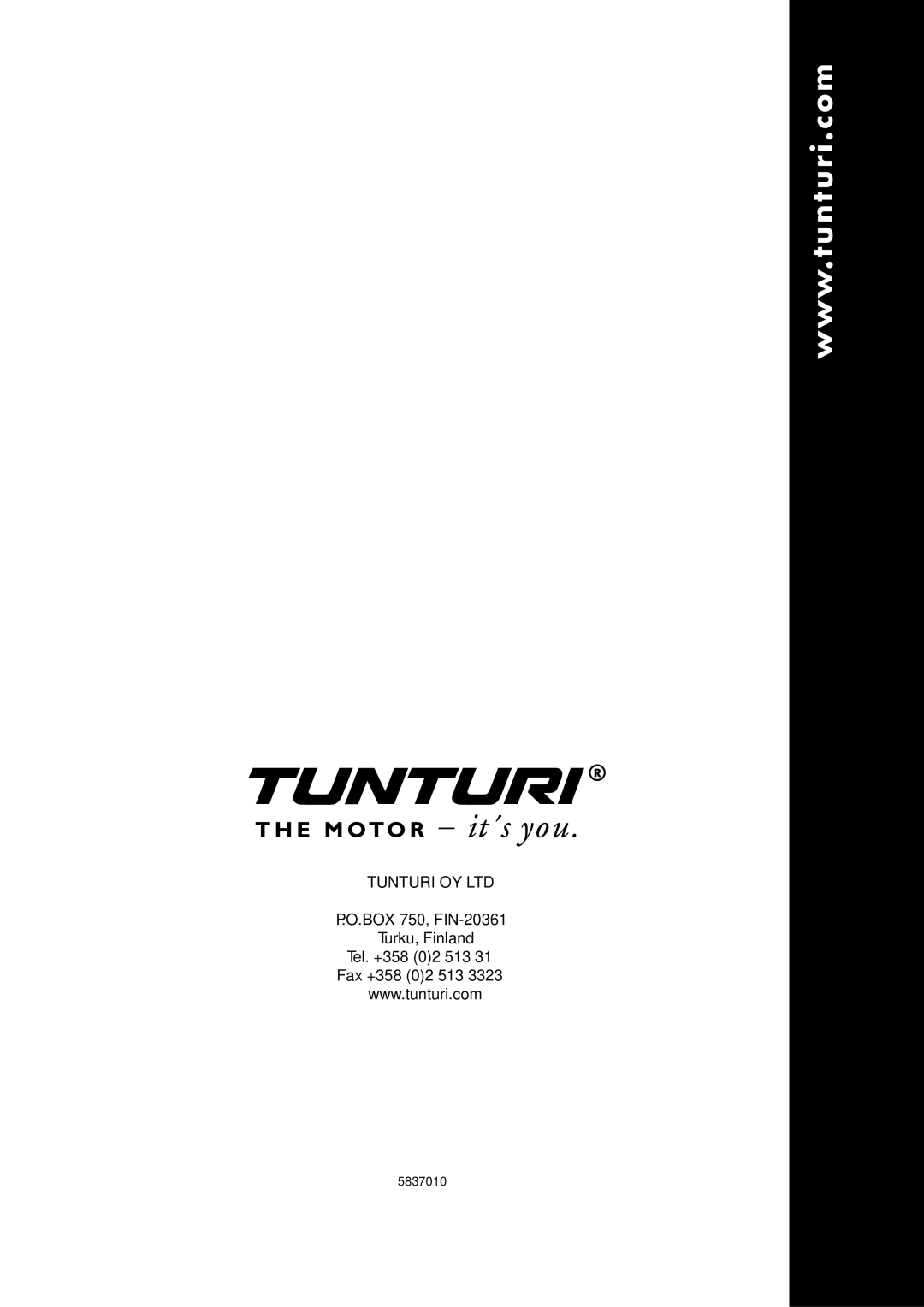 Tunturi C4 owner manual 5837010 