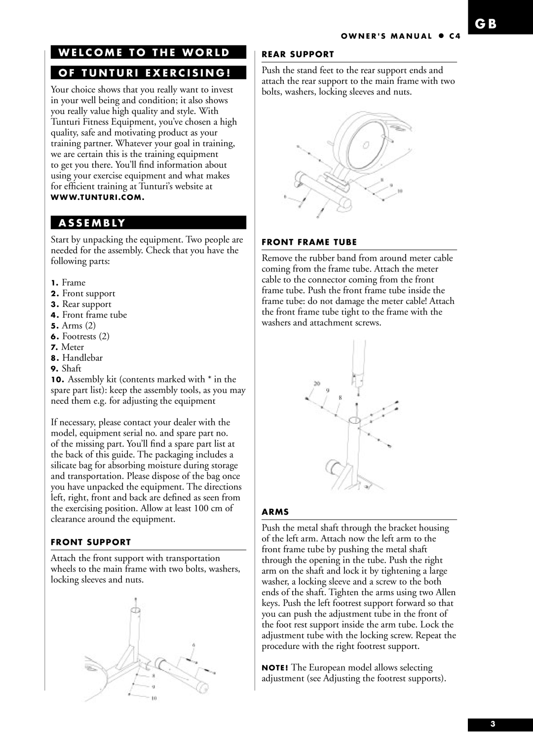 Tunturi C4 owner manual S E M B Ly 