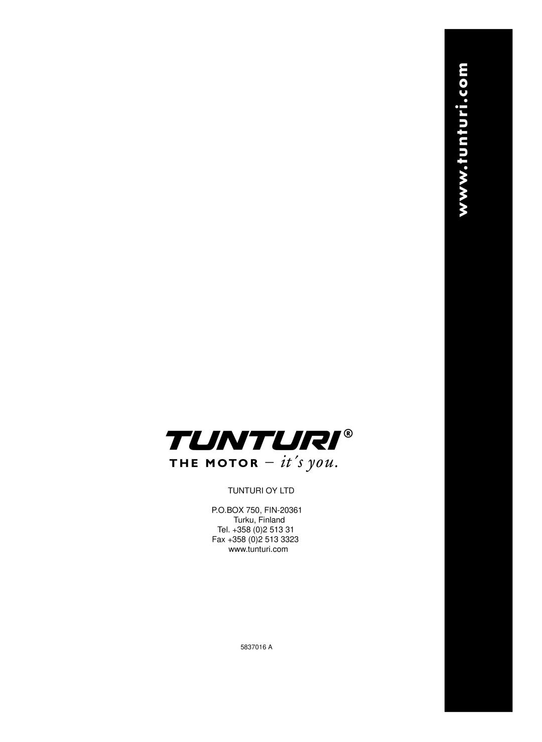 Tunturi C40 owner manual 5837016 a 