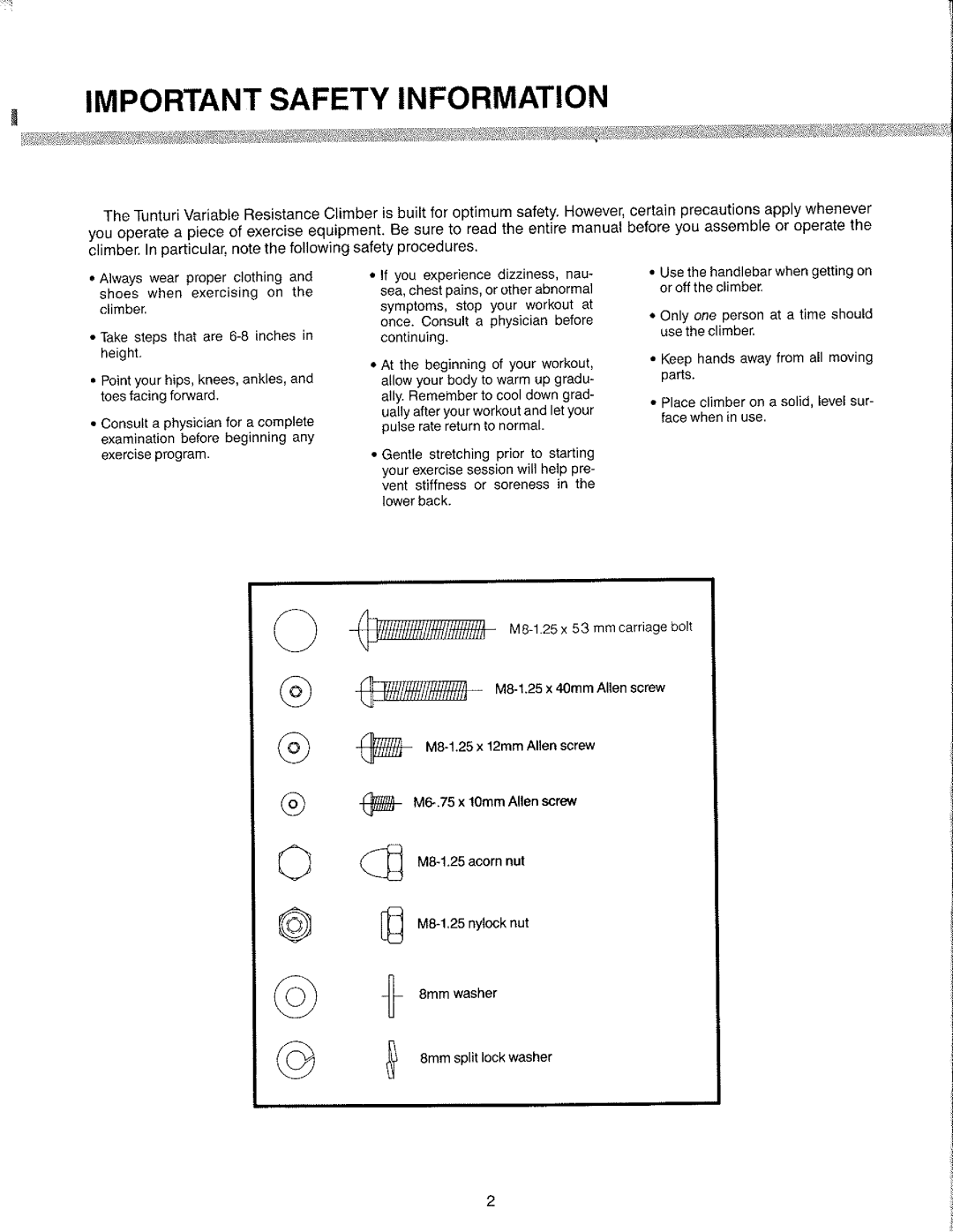 Tunturi C405, C440, C406, C401 manual 