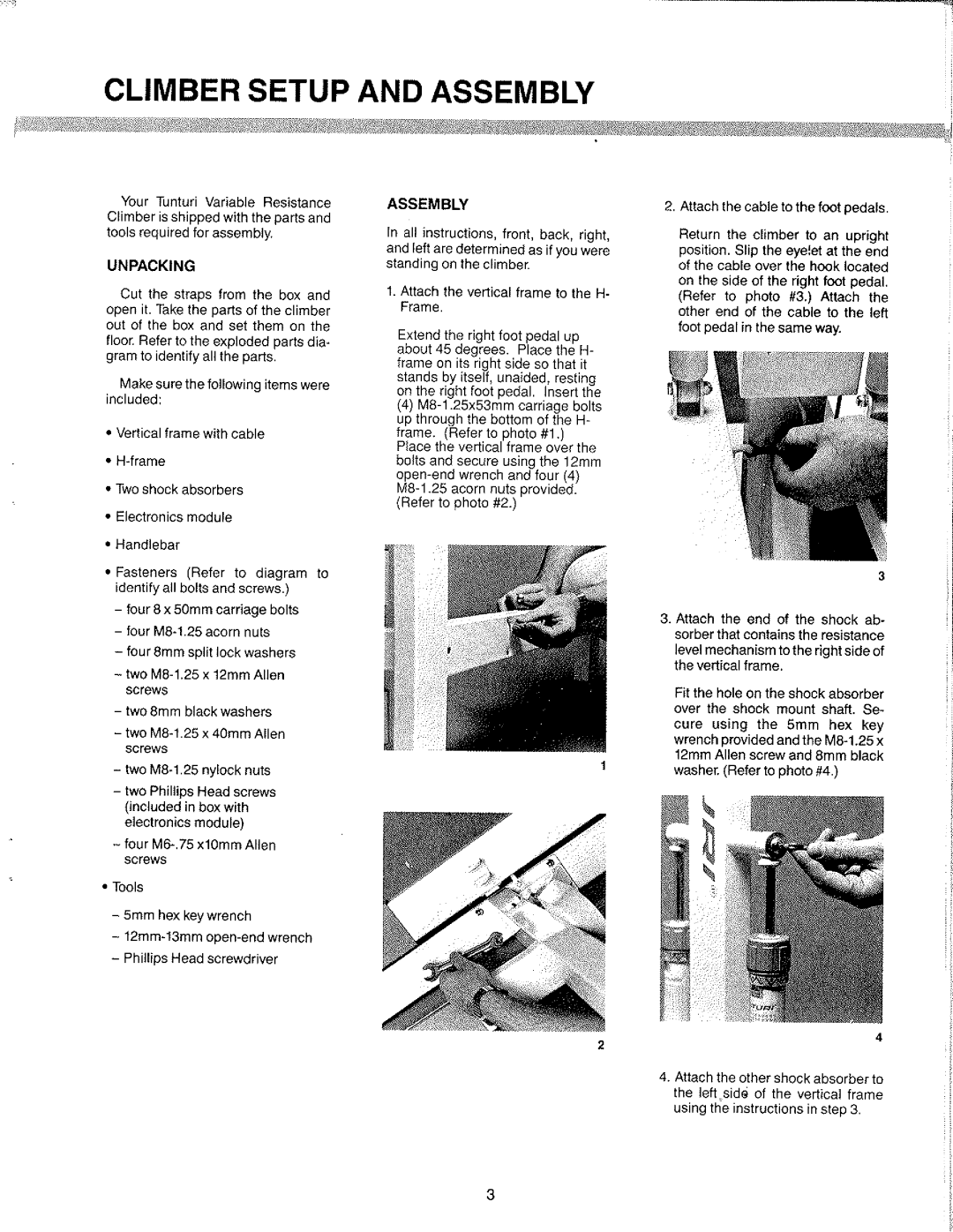 Tunturi C440, C406, C401, C405 manual 