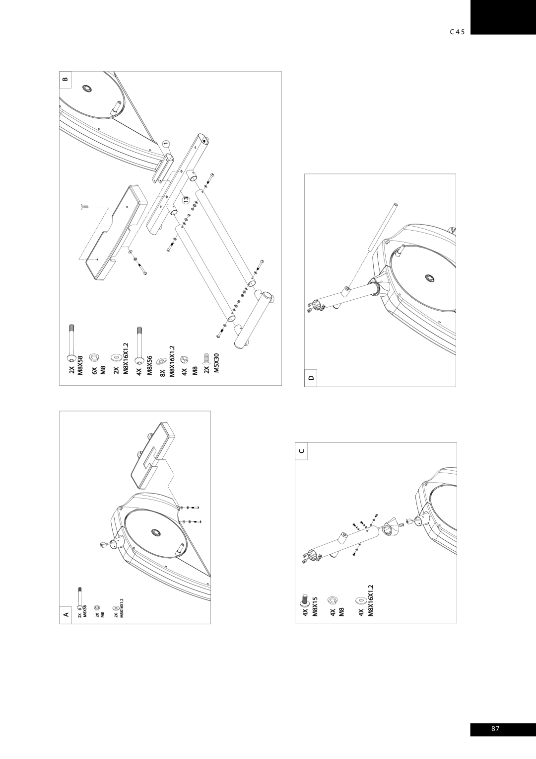 Tunturi C45 owner manual M8X15 4X M8 