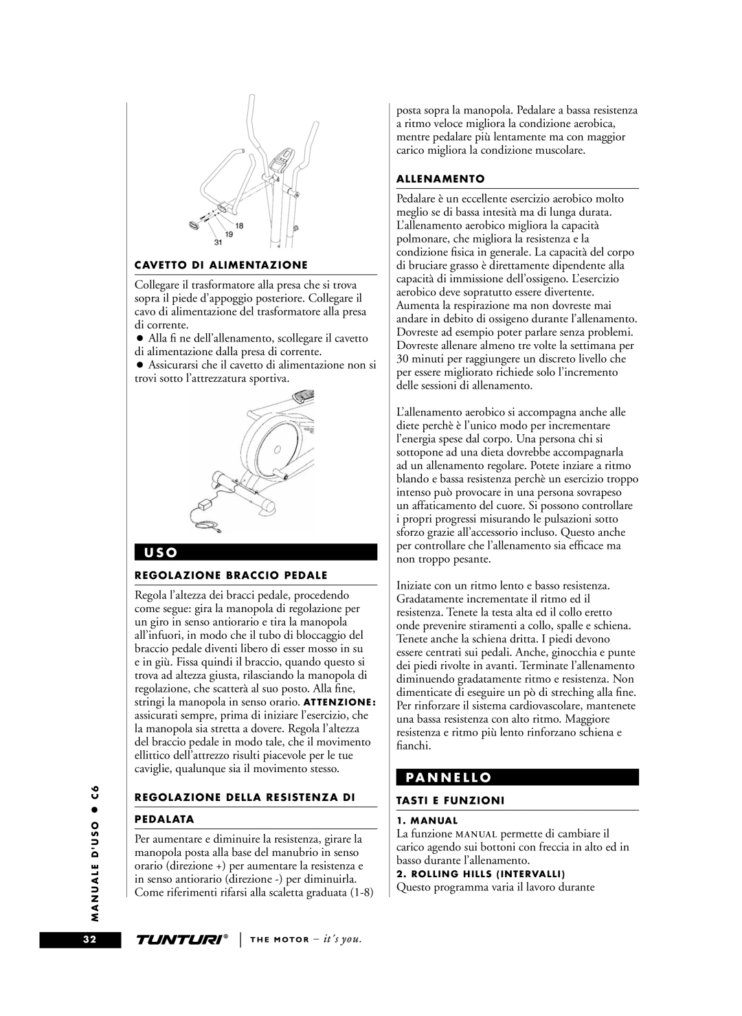 Tunturi C6 owner manual Pa N N E L L O, Questo programma varia il lavoro durante 