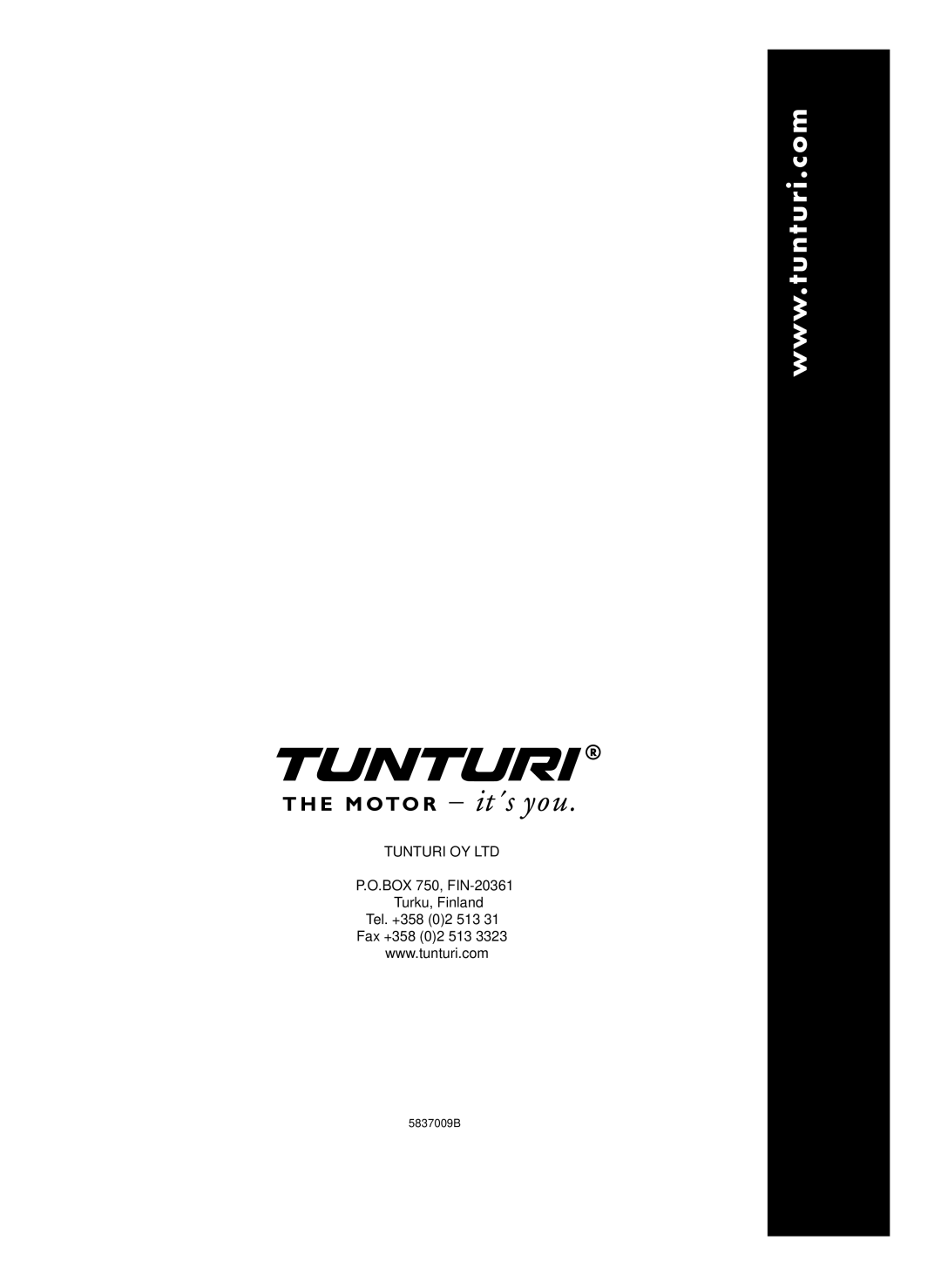 Tunturi C6 owner manual 5837009B 