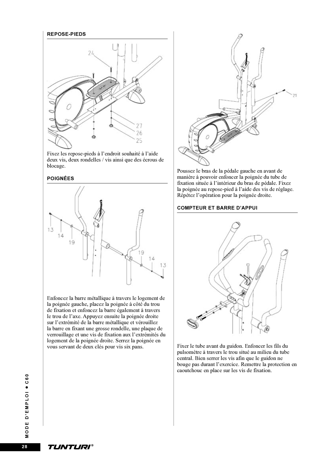 Tunturi C60 owner manual Repose-Pieds 