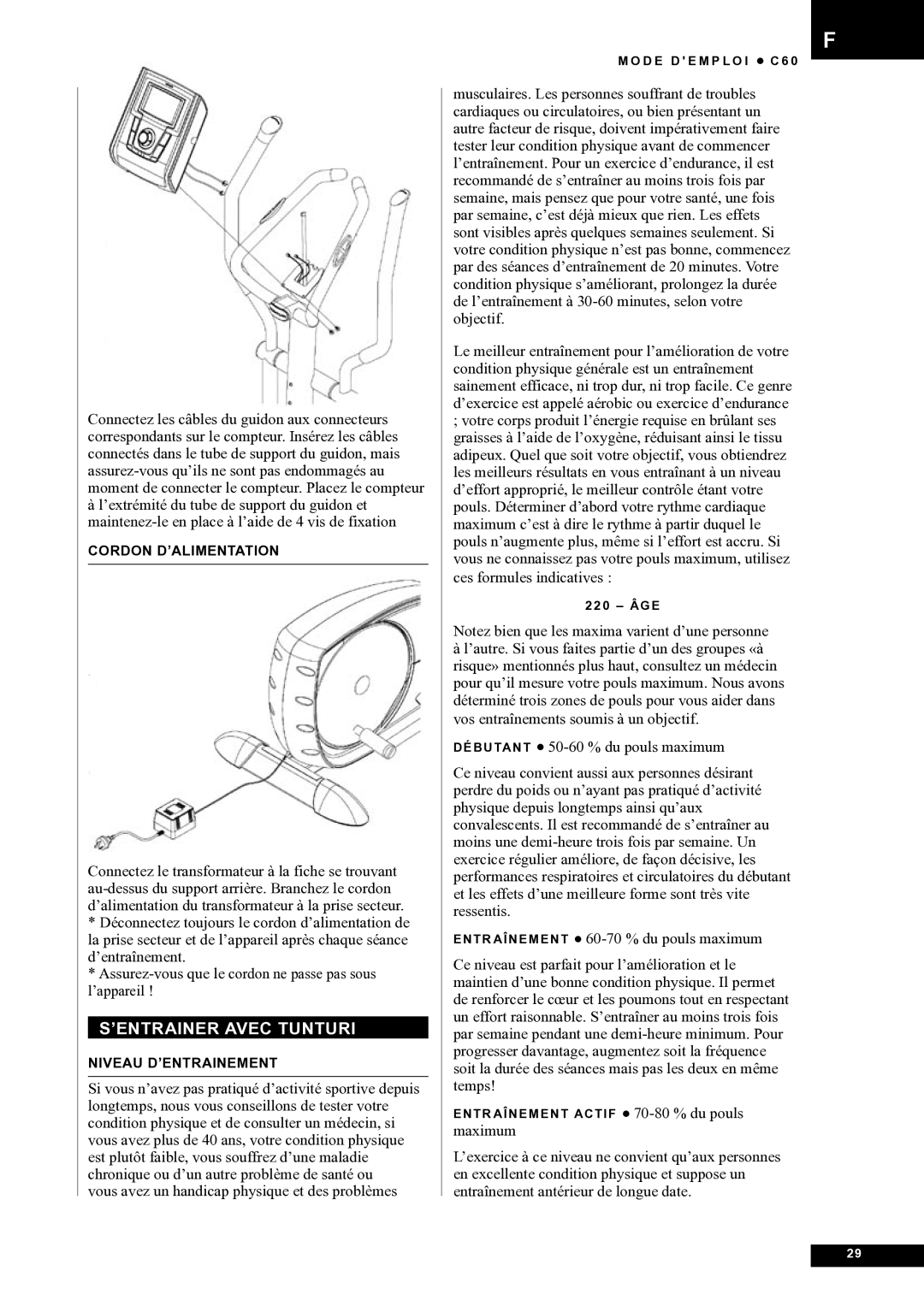 Tunturi C60 owner manual ’ENTRAINER Avec Tunturi 