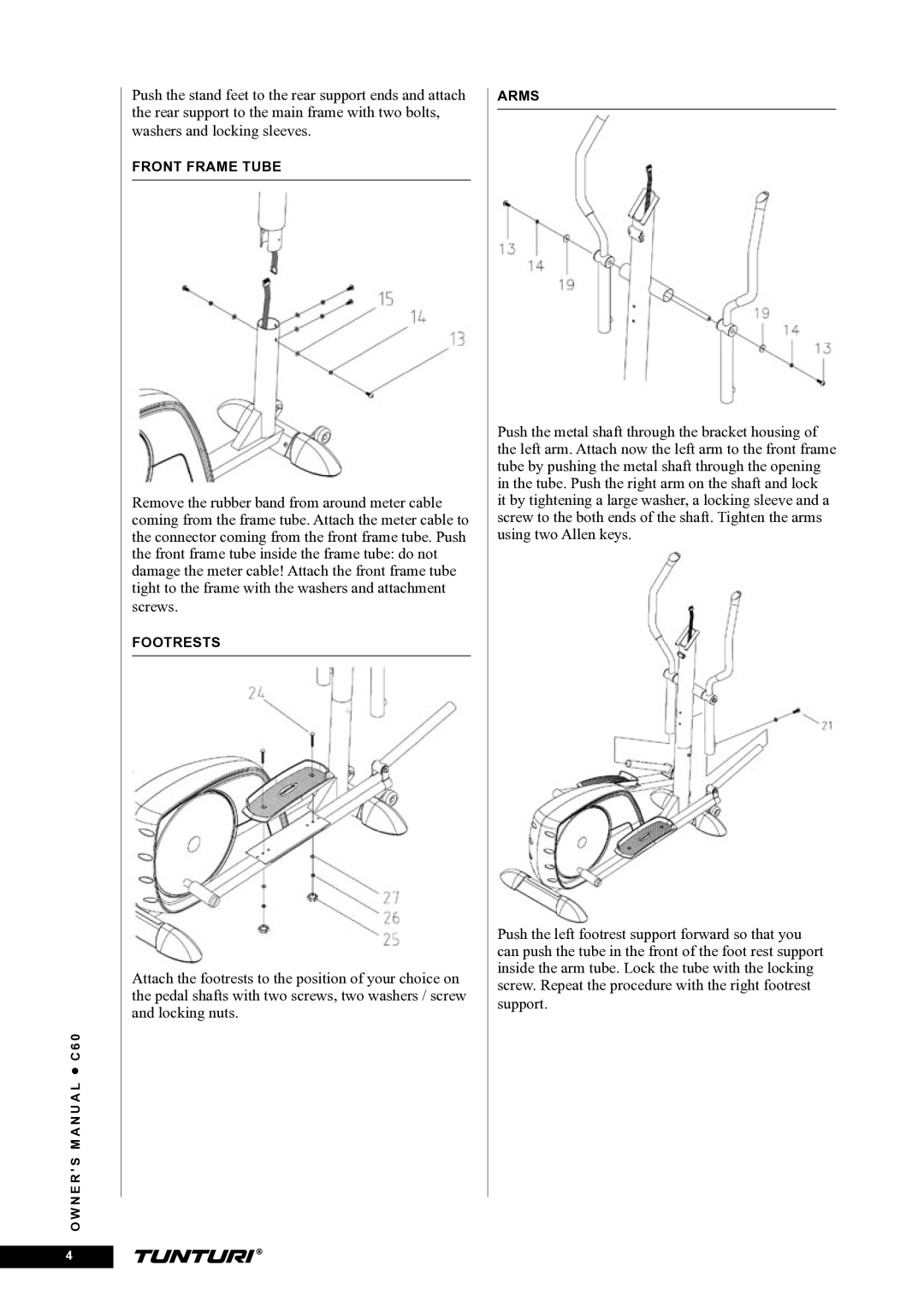 Tunturi C60 owner manual Front Frame Tube 