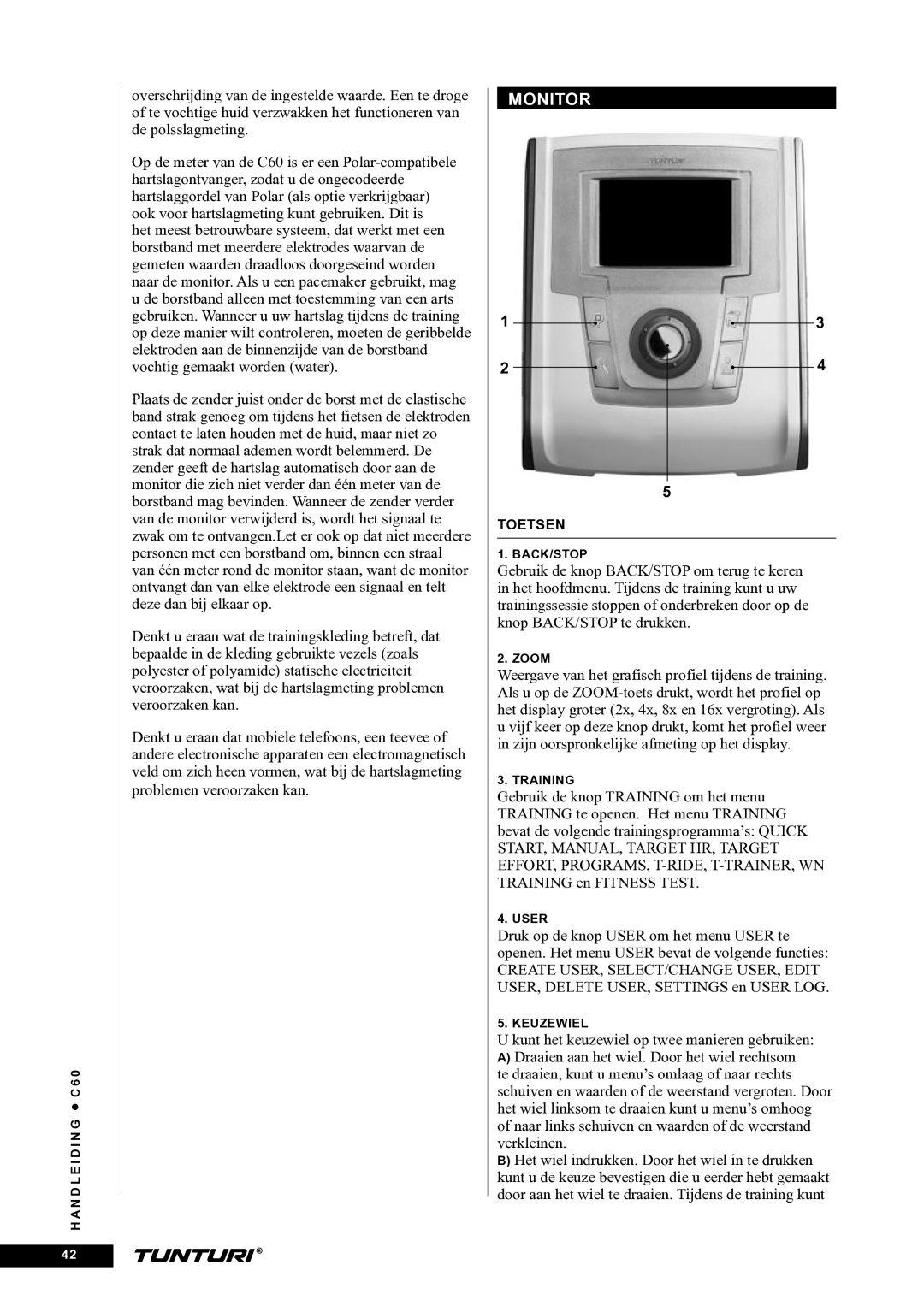 Tunturi C60 owner manual Monitor 