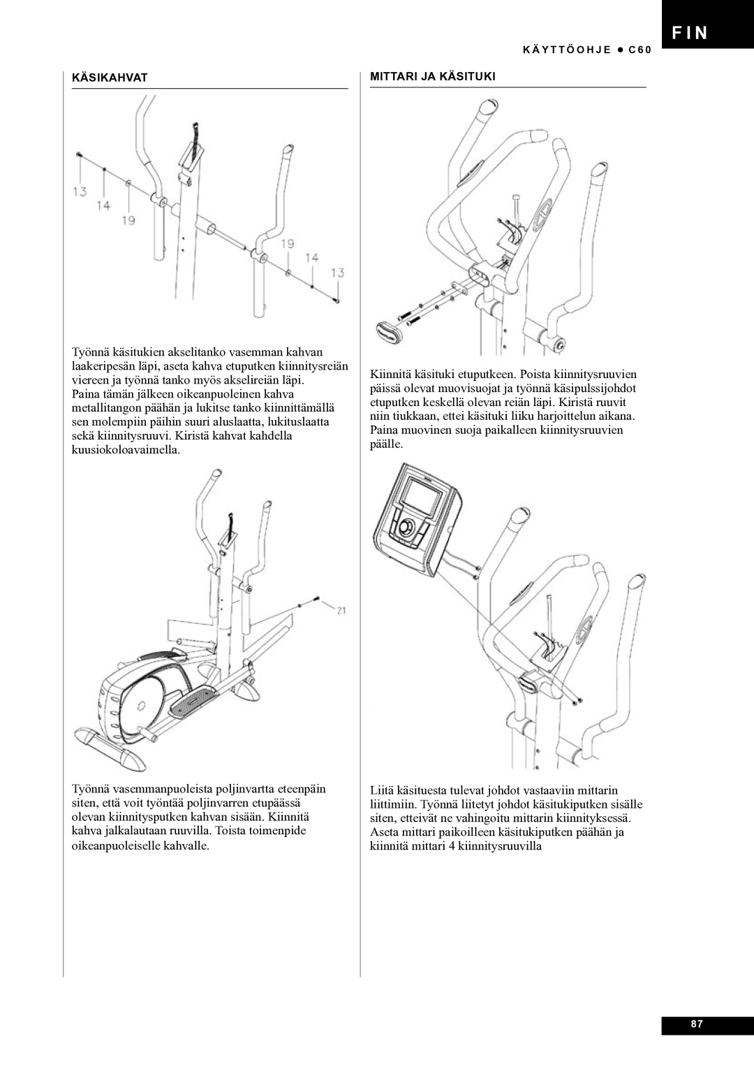 Tunturi C60 owner manual Käsikahvat 